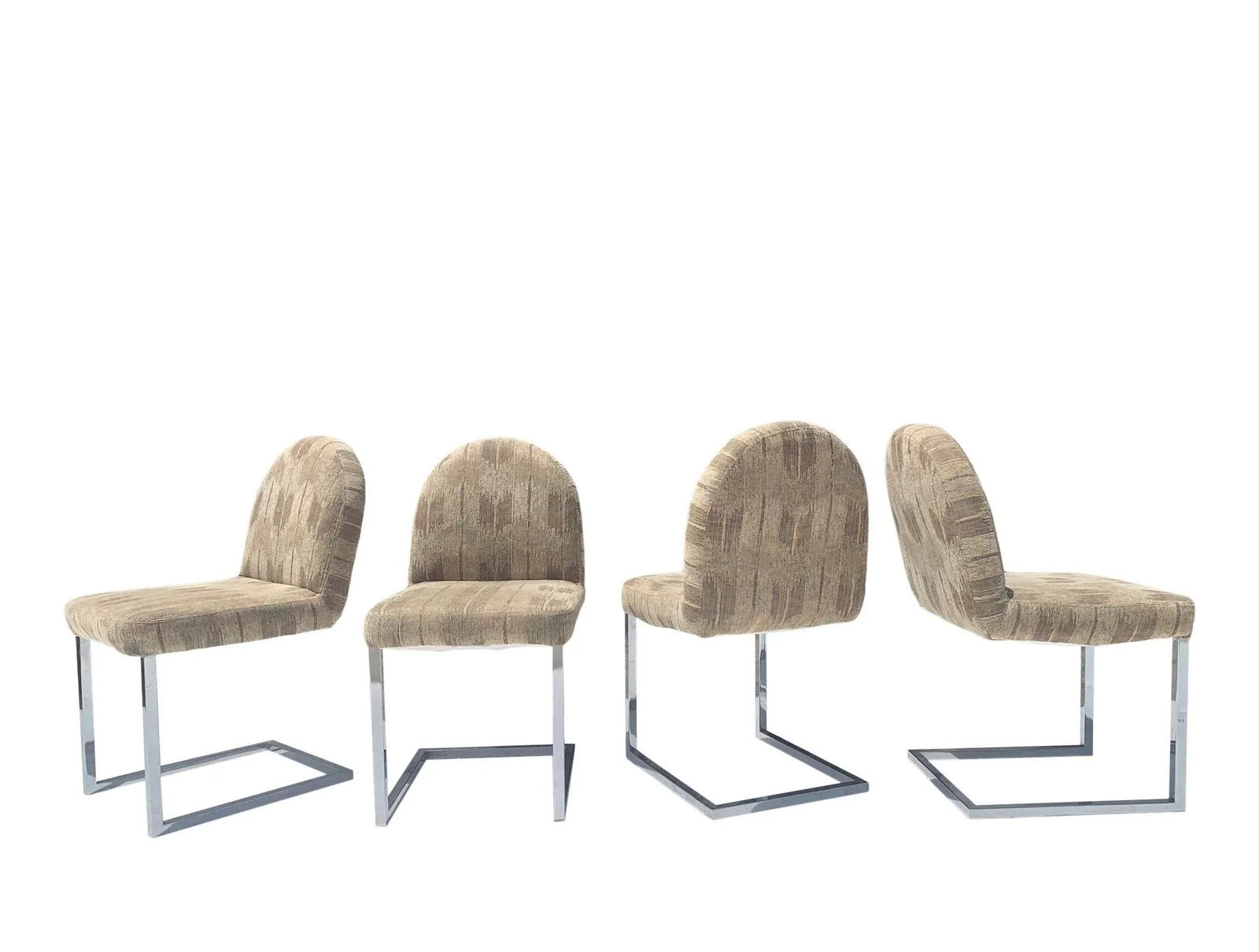 Milo Baughman Style Chrome Cantilever Dining Chairs - Set of 4 - 2