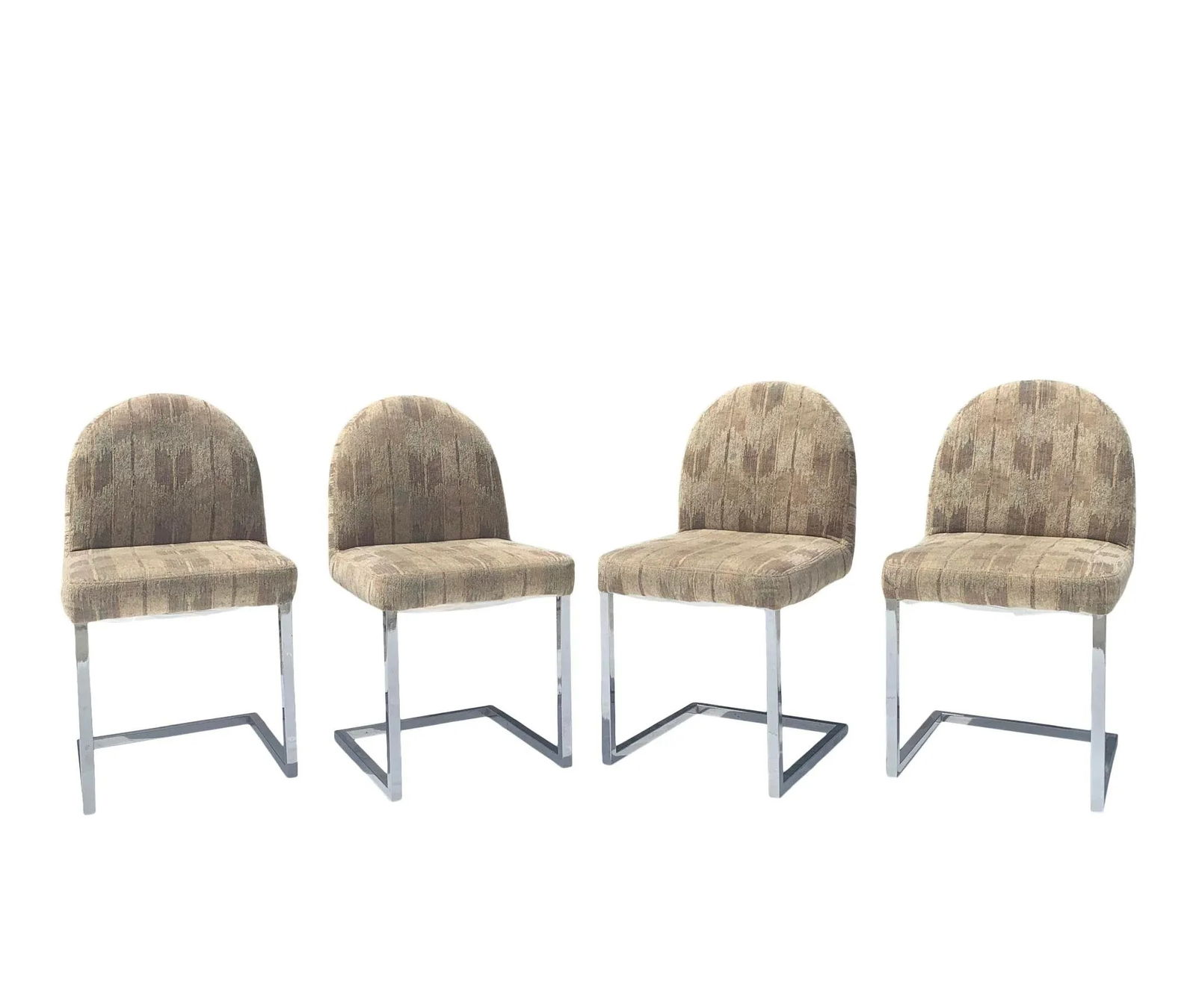 Milo Baughman Style Chrome Cantilever Dining Chairs - Set of 4 - 3