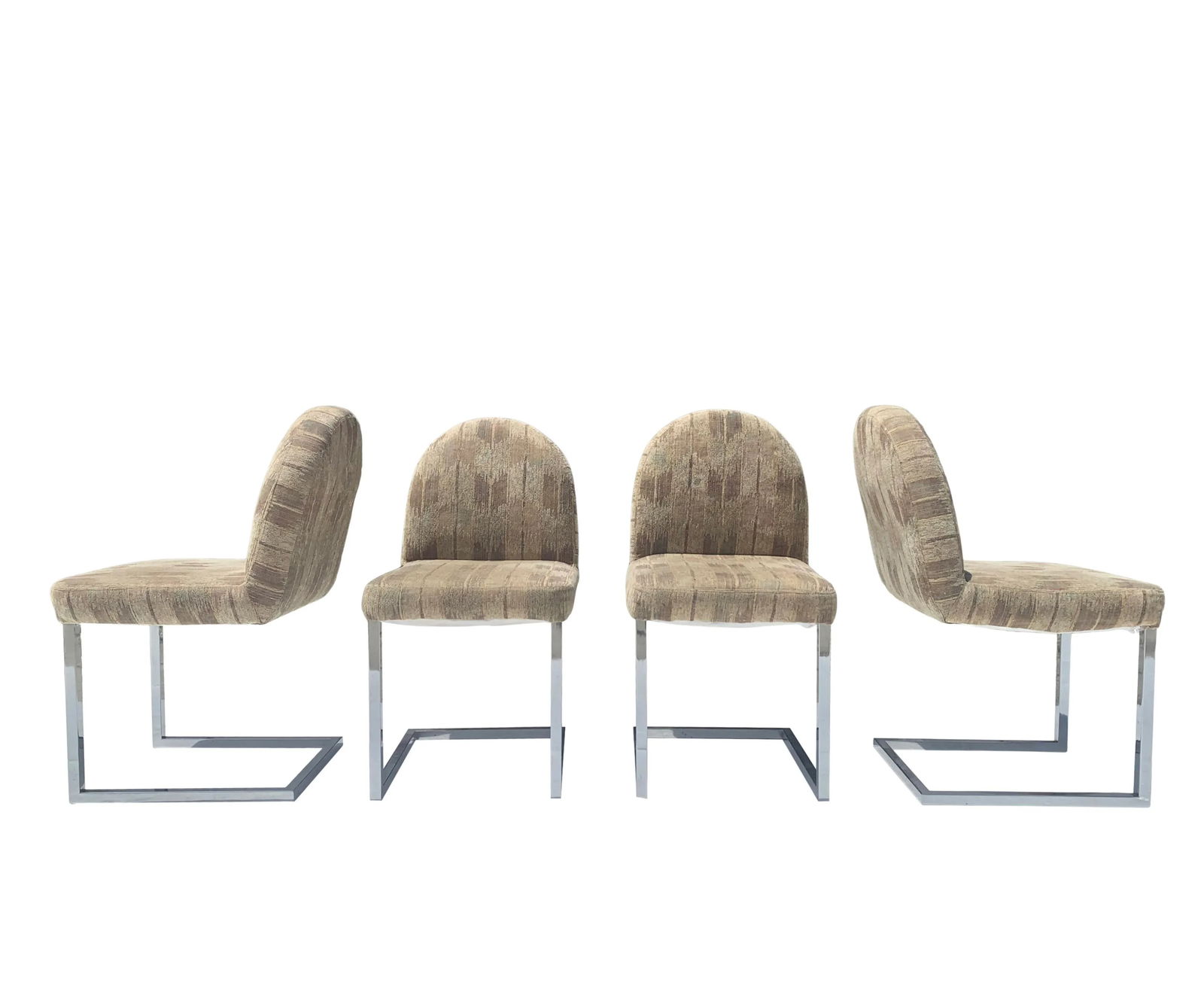 Milo Baughman Style Chrome Cantilever Dining Chairs - Set of 4 - 5