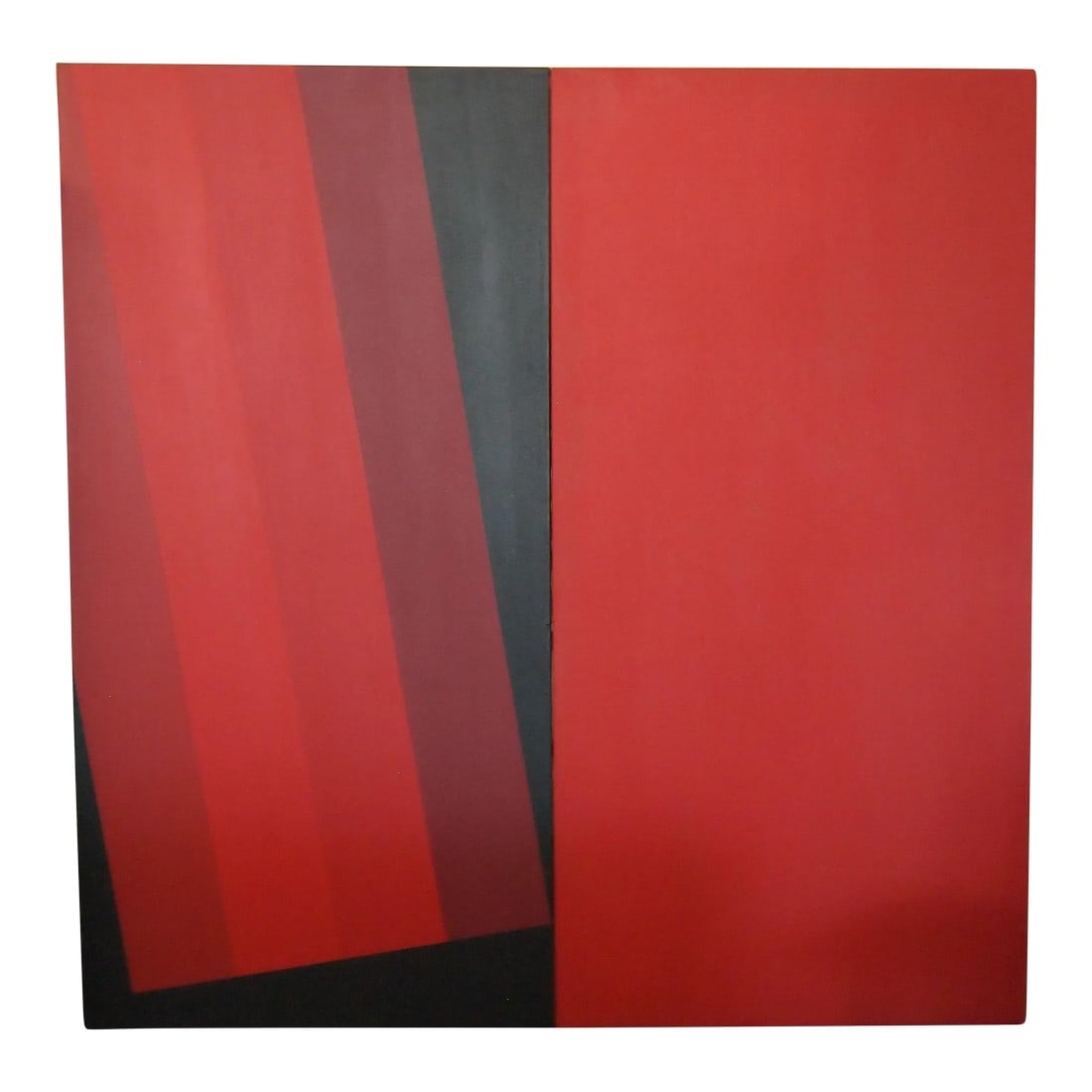 1972 Original Op Art Hard Edge Abstract Acrylic Painting on Canvas by Louis Comtois: -Original Vintage 1972 LOUIS COMTOIS PAINTING Huge Large-Scale Hard-Edge Abstract 72x72" Acrylic / Canvas, Mid-Century Modern Op Art Red Black -Massive, hard-edge abstract painting by renowned modern