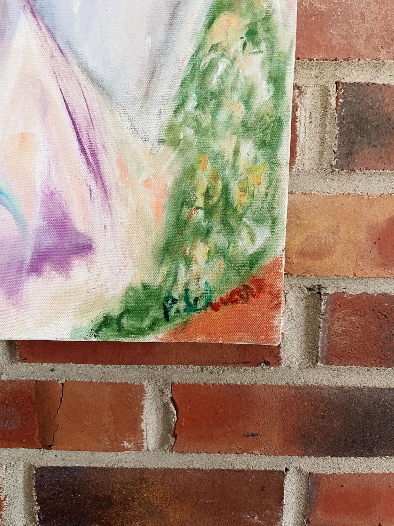 Vintage Portrait Painting of Woman Wearing a Floral Dress and Blue Hat - 4