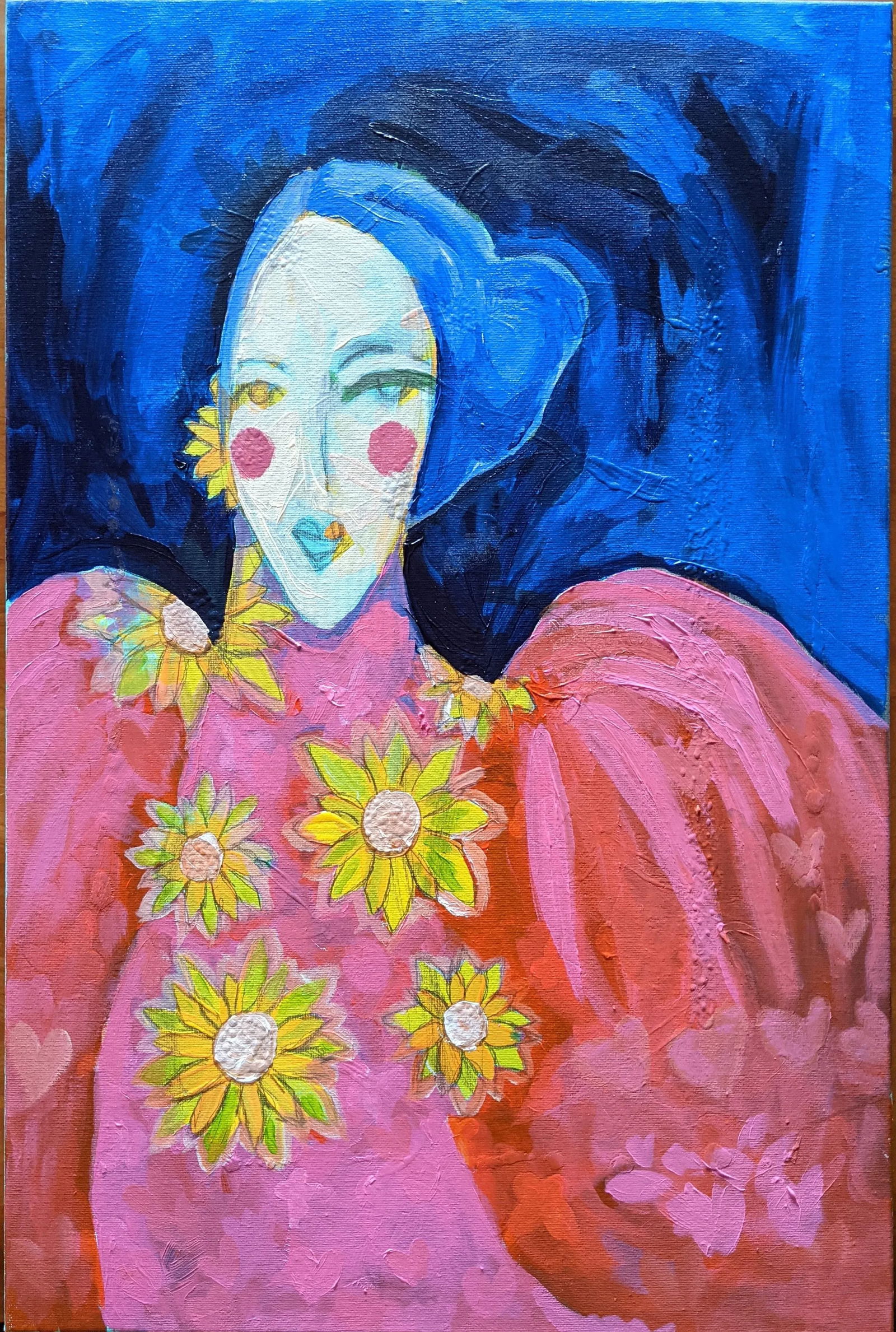 Contemporary Fauvist Abstract Portrait Mixed-Media Painting of a Woman - 11