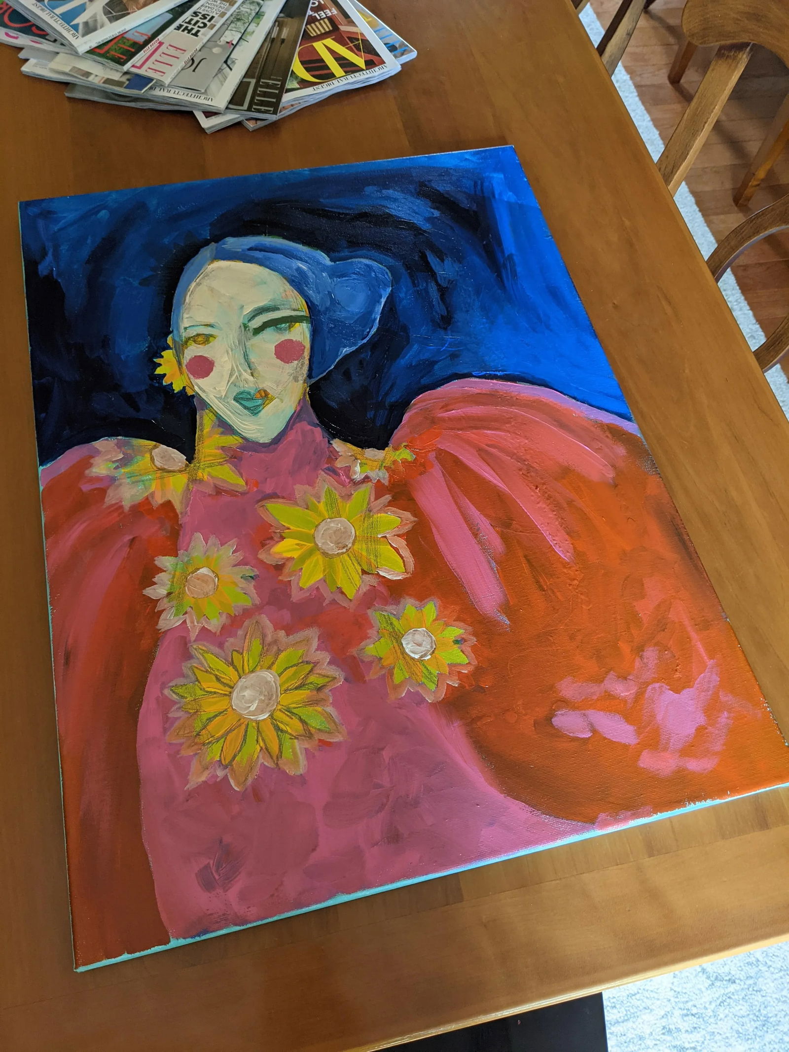 Contemporary Fauvist Abstract Portrait Mixed-Media Painting of a Woman - 2