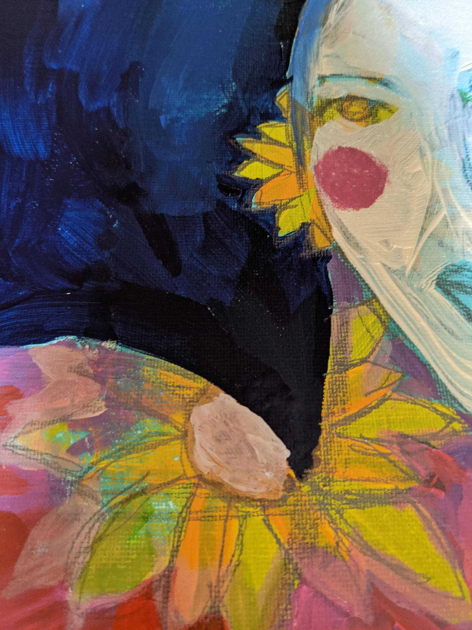 Contemporary Fauvist Abstract Portrait Mixed-Media Painting of a Woman - 5