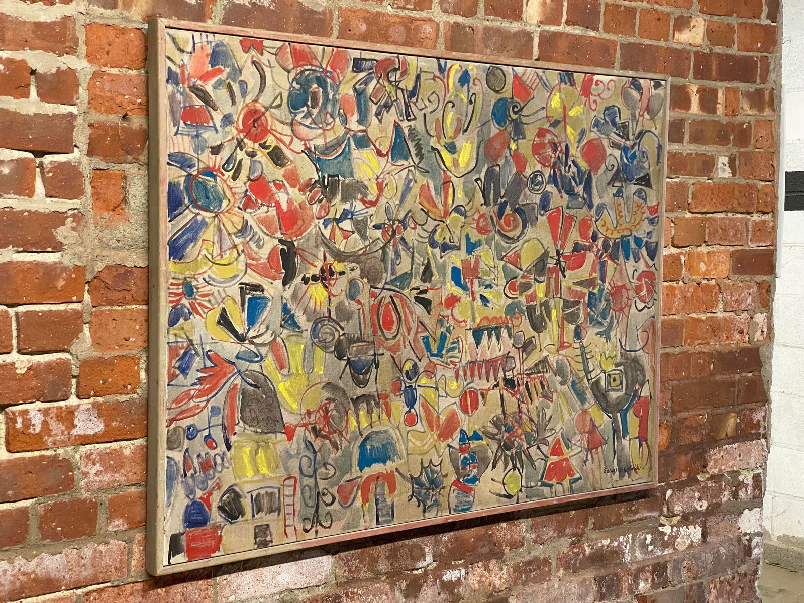 1960s "Flight of Fancy" Abstract Expressionist Oil Painting by Sara Skolinik, Framed - 2