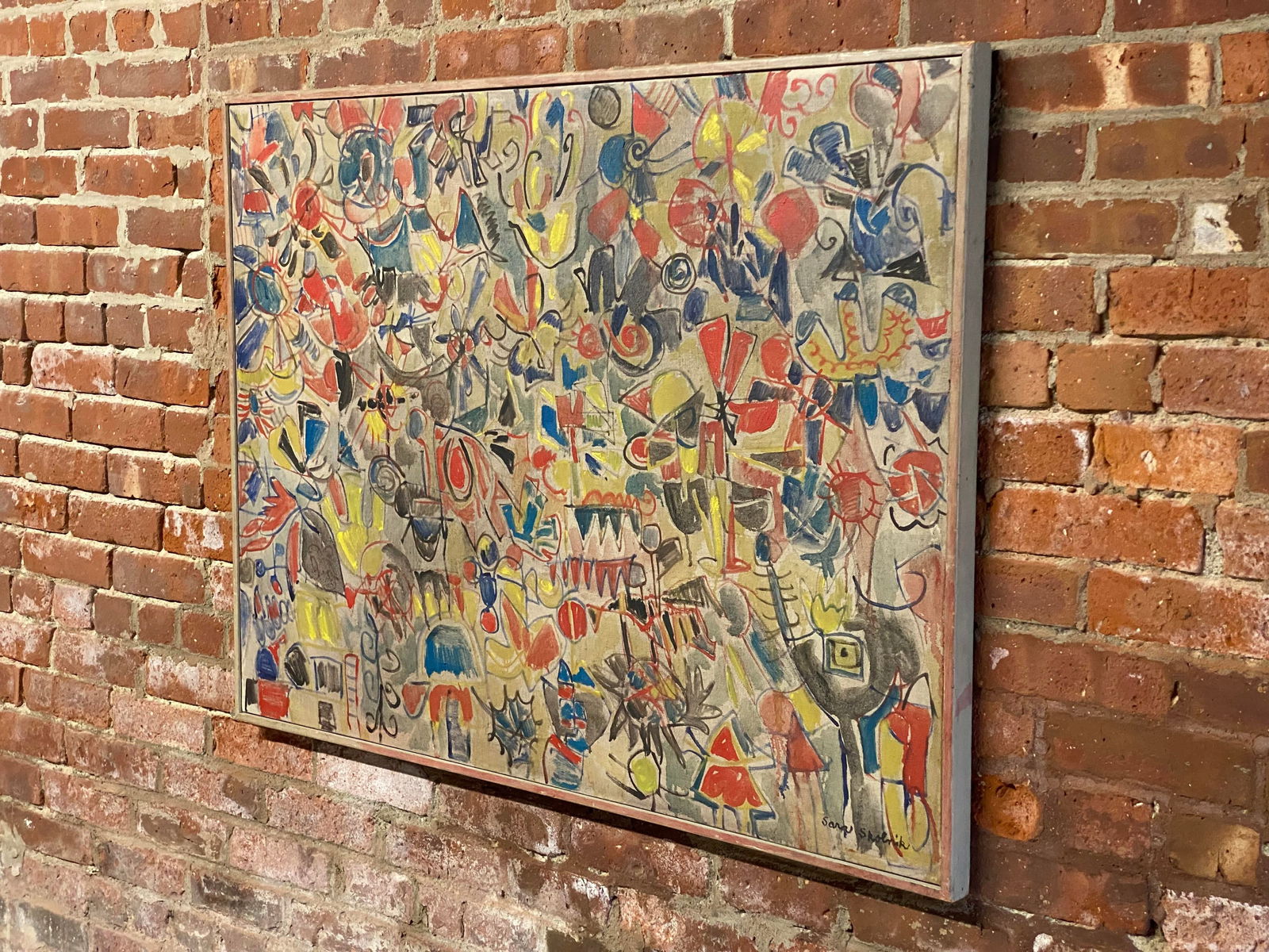 1960s "Flight of Fancy" Abstract Expressionist Oil Painting by Sara Skolinik, Framed - 3