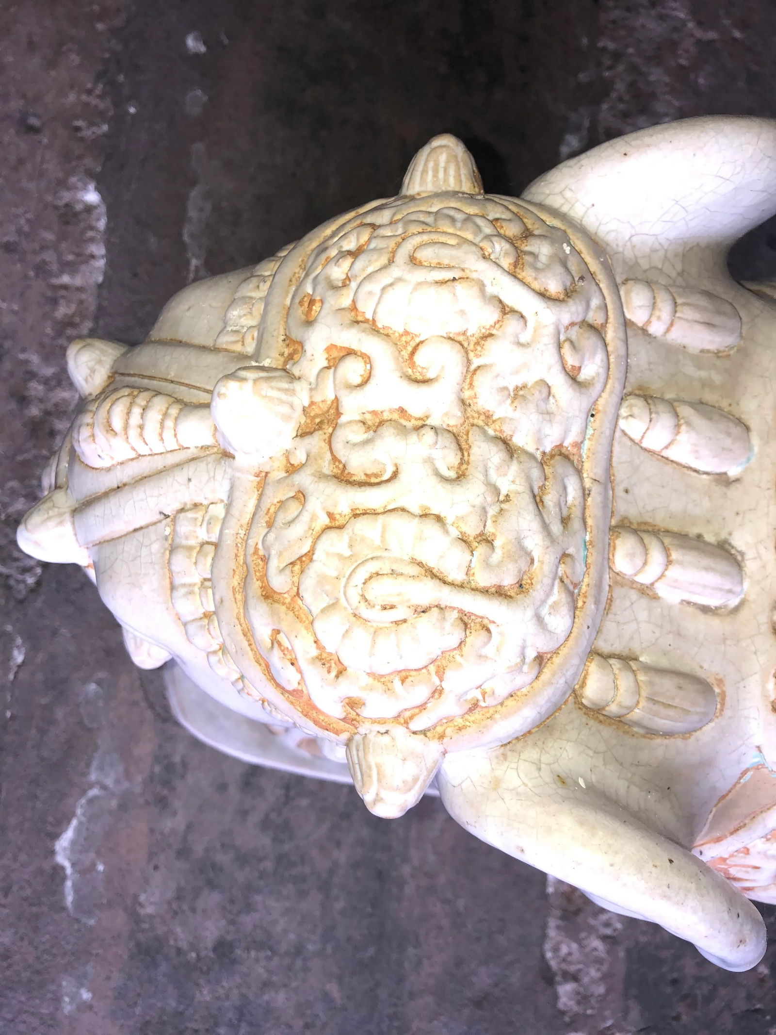 Vintage Heavy Large Glazed Terracotta Elephant Garden Stool - 7