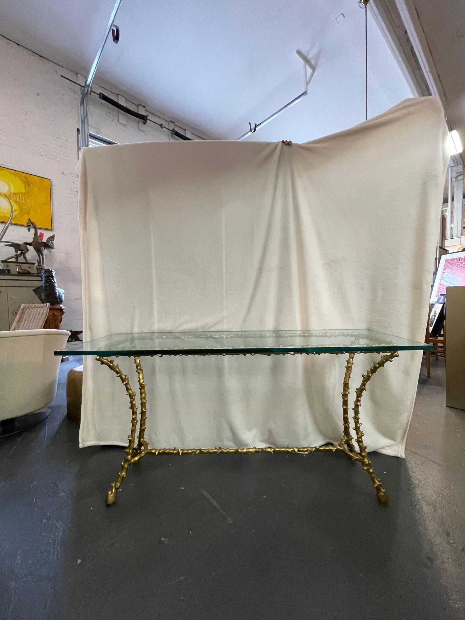 1990s Paul M Jones Satin Finish Brass Branch Console Table - 4