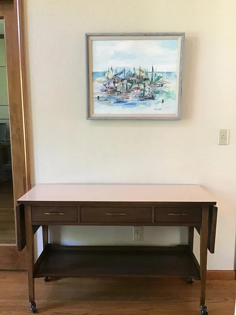 1980s Original Haitian Sailboats Oil Painting by Michel Valestin - 4