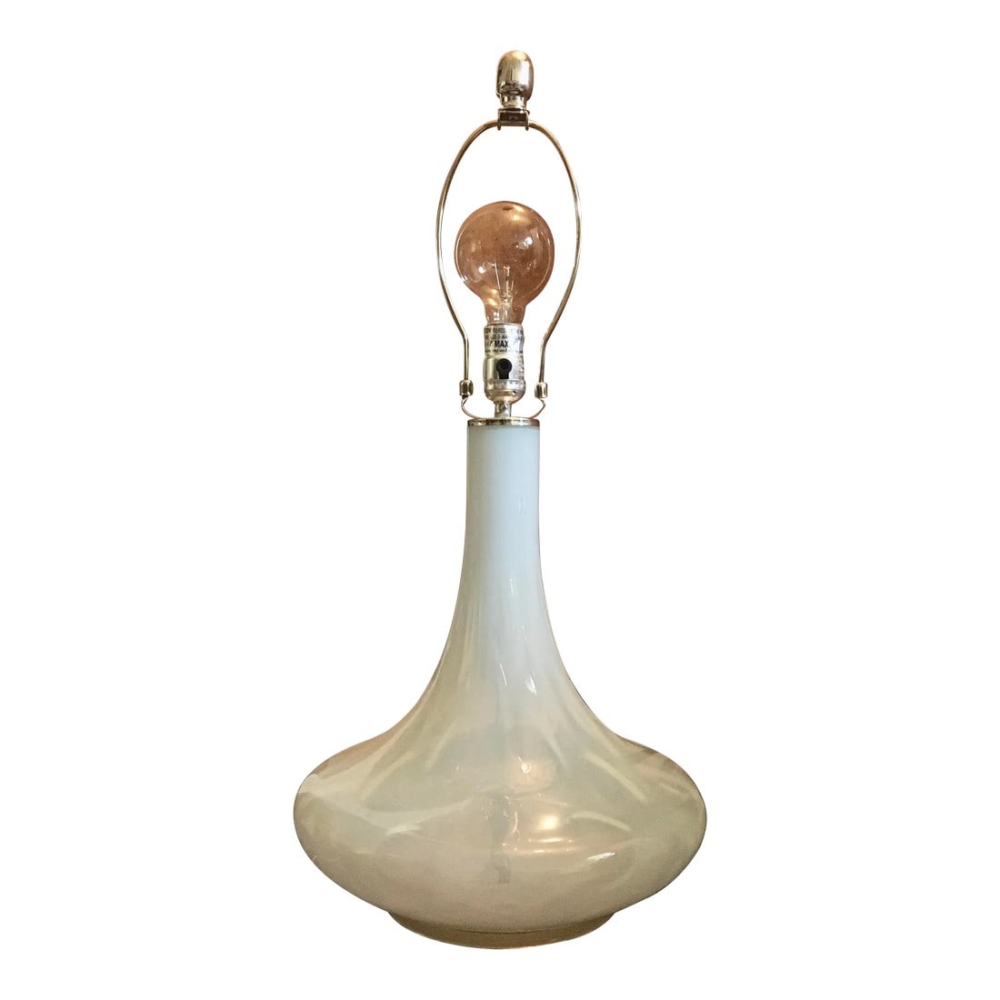 Late 20th Century White & Silver Glass Table Lamp (1 of 10)