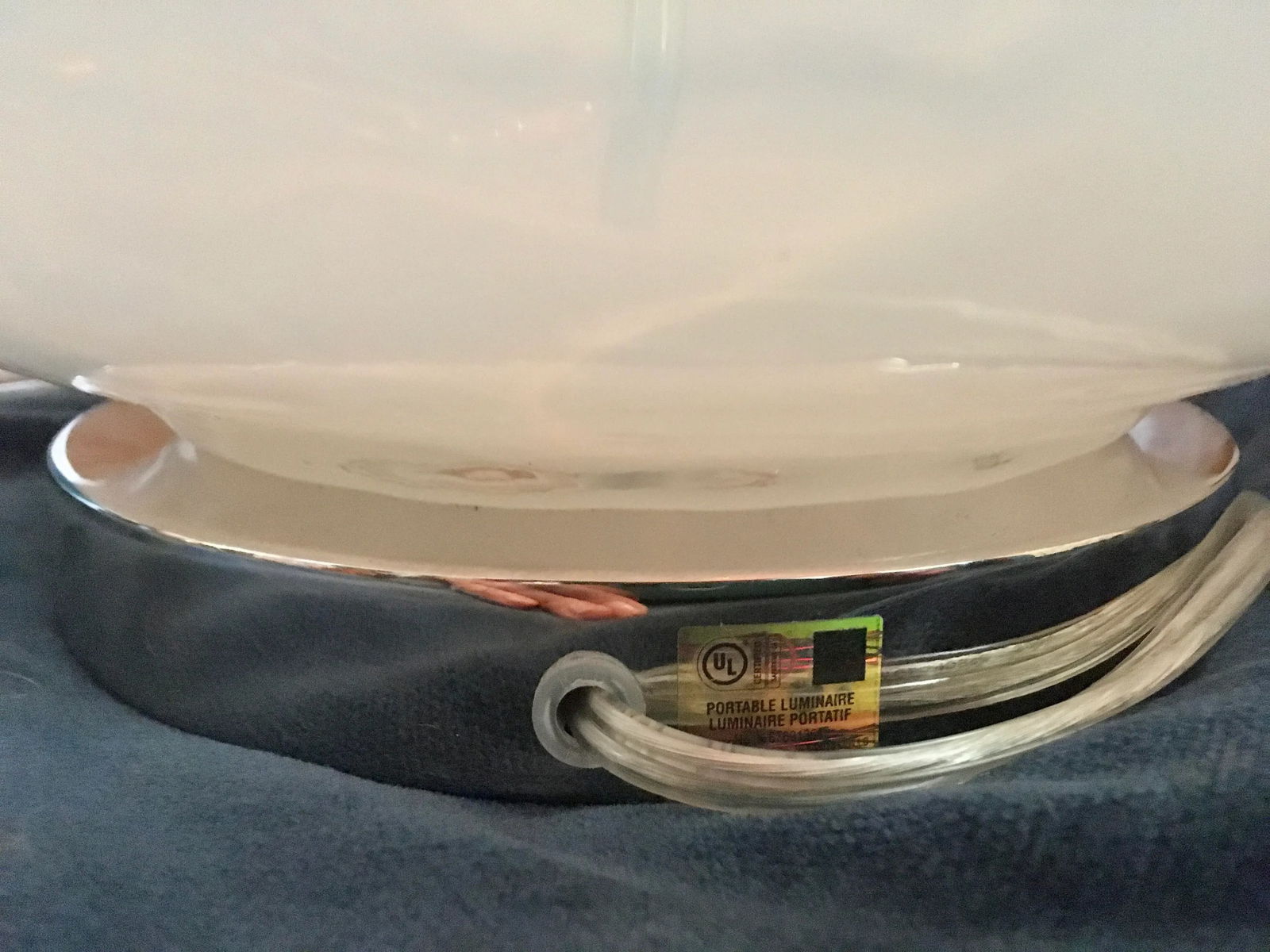 Late 20th Century White & Silver Glass Table Lamp - 8