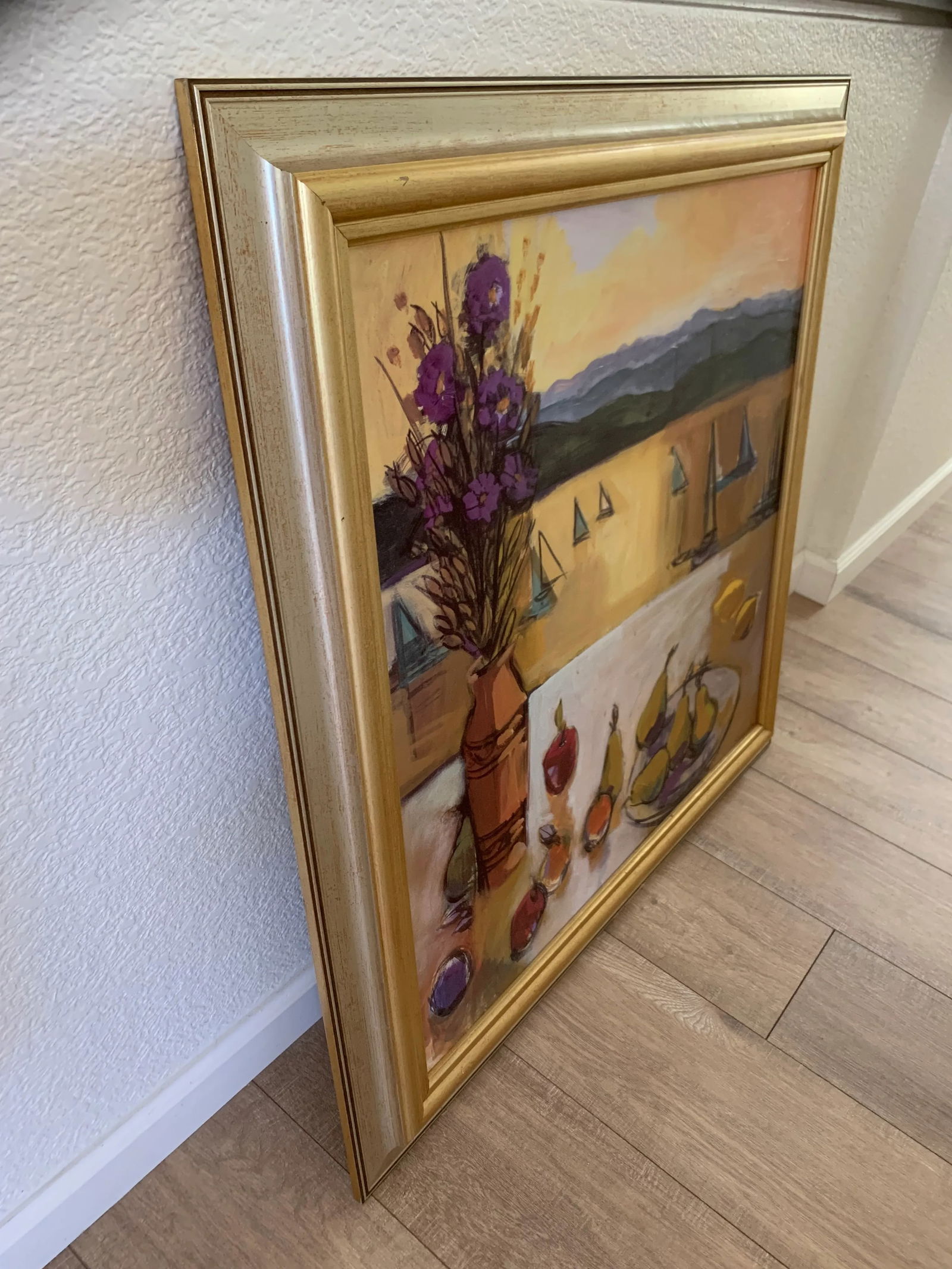 Large Vintage Serene Still-Life Sailboat Painting - 6