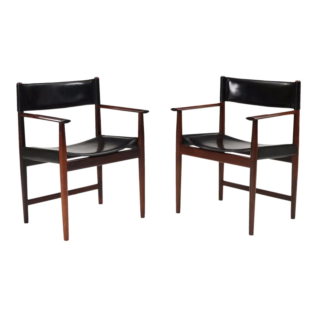 Mid 20th Century Kurt Ã˜stervig : Rosewood and Leather Armchairs - Set of 2 (1 of 4)