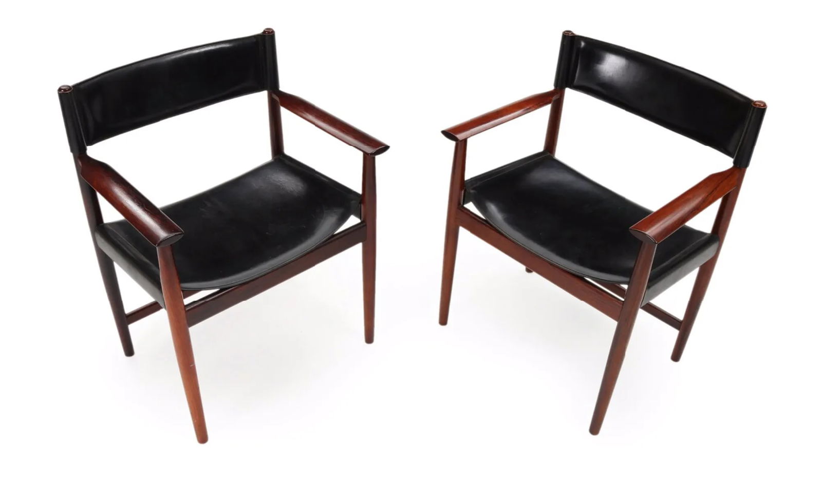 Mid 20th Century Kurt Ã˜stervig : Rosewood and Leather Armchairs - Set of 2 - 2
