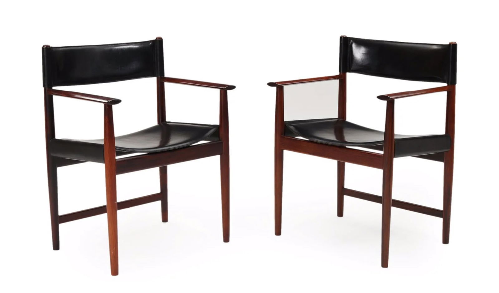 Mid 20th Century Kurt Ã˜stervig : Rosewood and Leather Armchairs - Set of 2 - 4