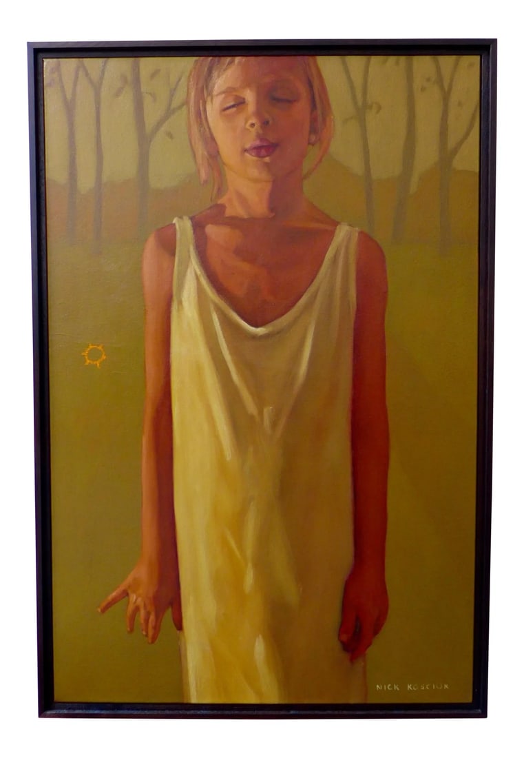 Nick Kosciuk "Girl" Oil Painting: This is one of California painter Nick Kosciuk's most beautiful and expressive oil paintings of orphaned children in Belarus. What inspires Kosciuk the most are these children. ("He takes with him a g