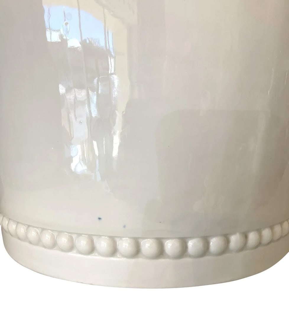 1970s Italian White Ceramic Planter With Rings and Beaded Bands - 6