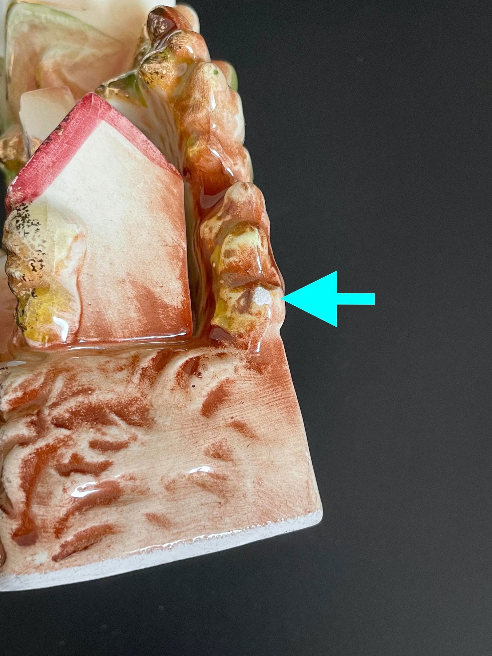 Pair Vintage Mid 20th Century Staffordshire Mill House in Woods Landscape Spill Vase With Gold Accen - 11