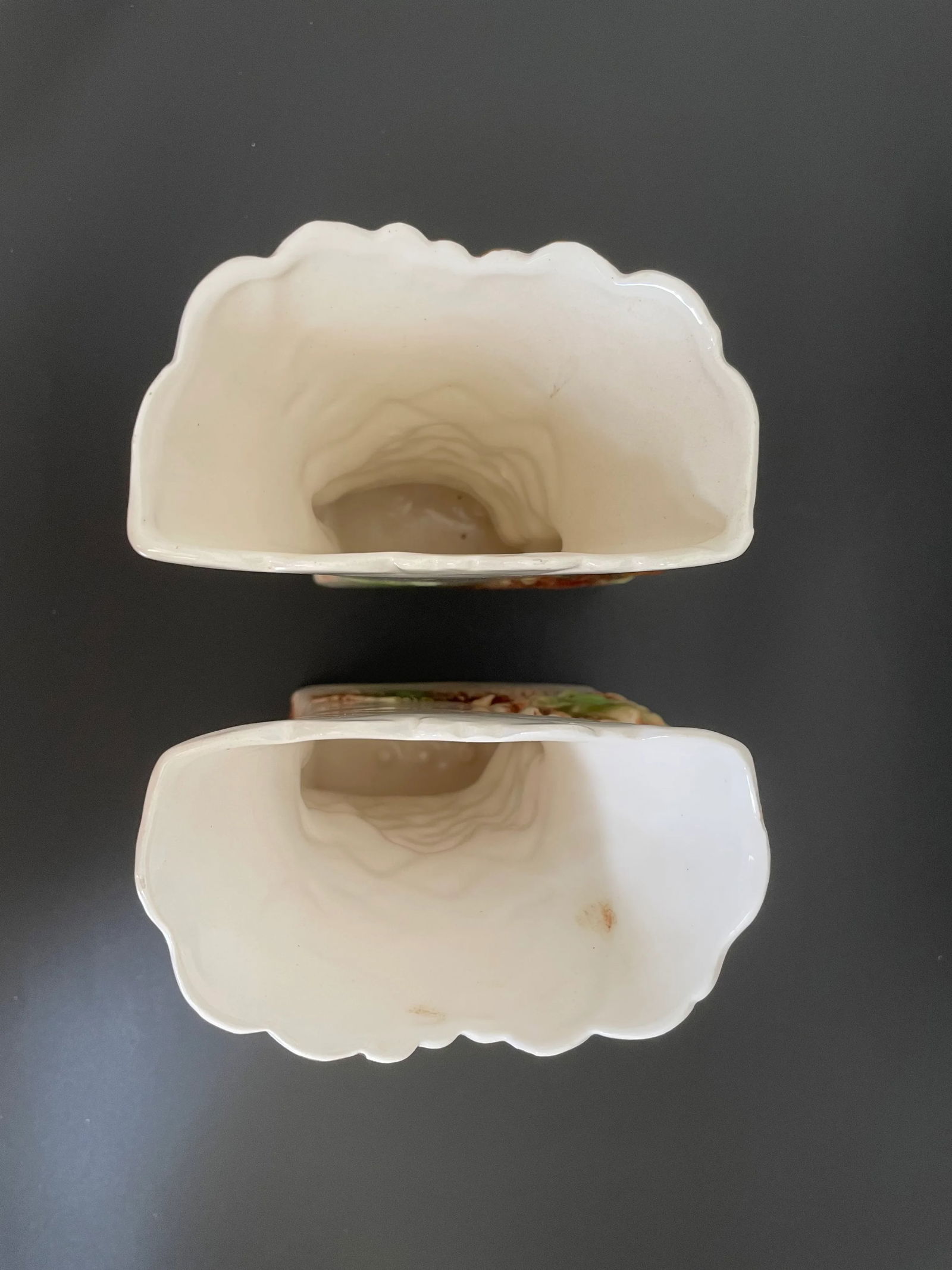 Pair Vintage Mid 20th Century Staffordshire Mill House in Woods Landscape Spill Vase With Gold Accen - 6