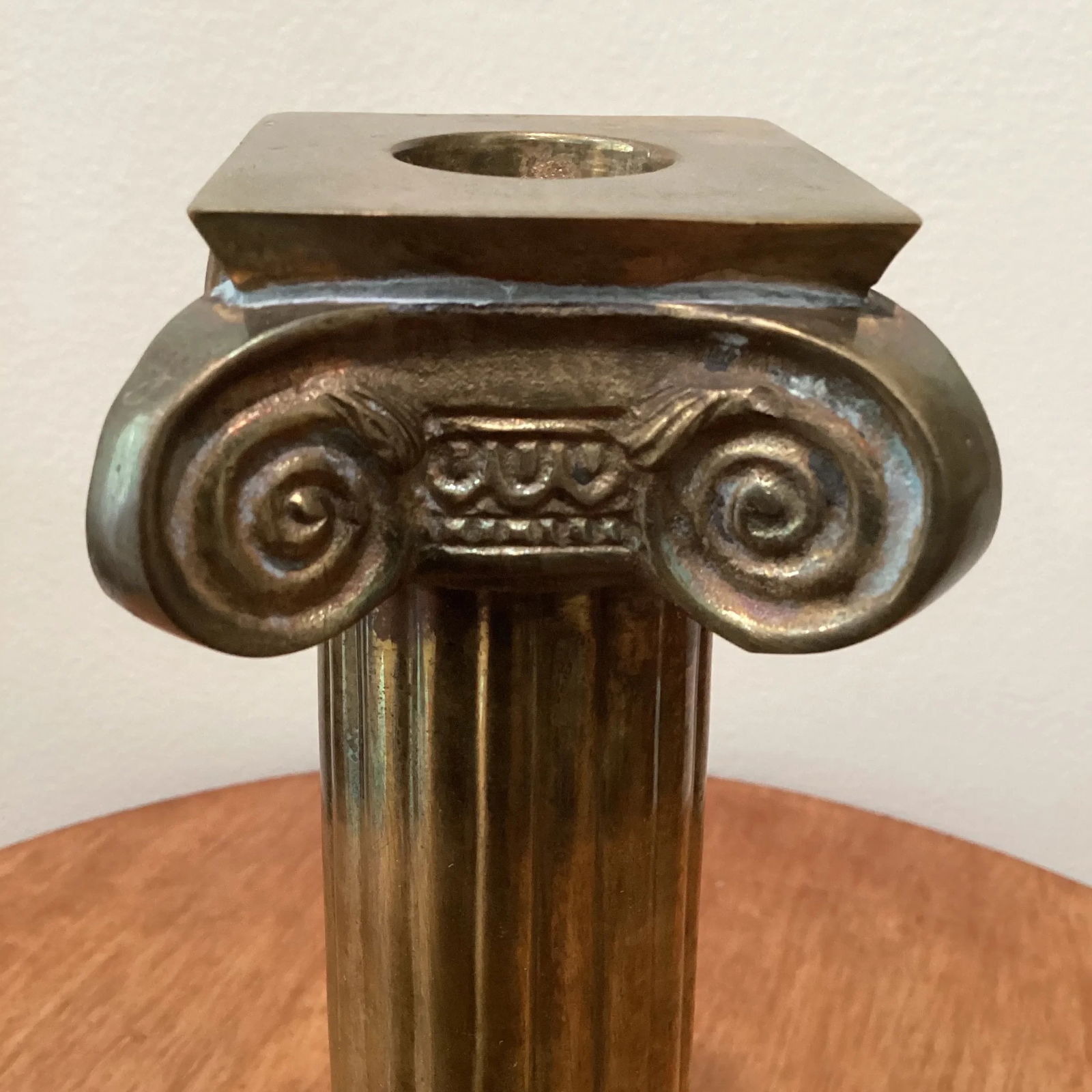 Early 20th Century Solid Brass and Malachite Candle Holders, Italy - Pair - 5