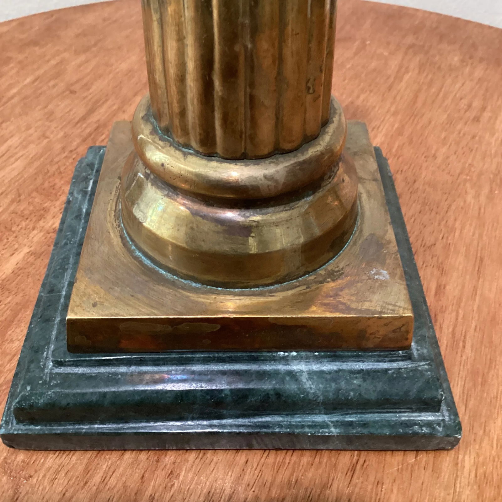 Early 20th Century Solid Brass and Malachite Candle Holders, Italy - Pair - 6