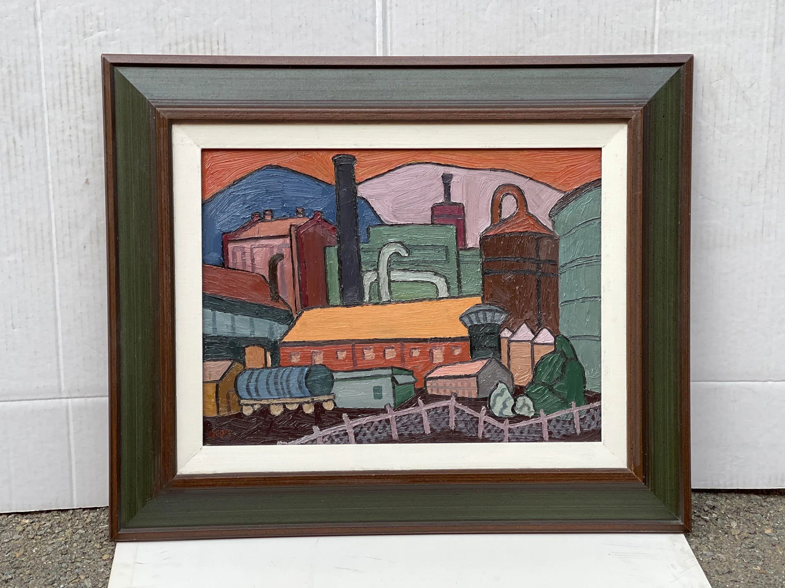 1950s Abstract by Ora Gipe. A Berkeley, California Urban Industrial Scene., Signed Oil Painting. - 11