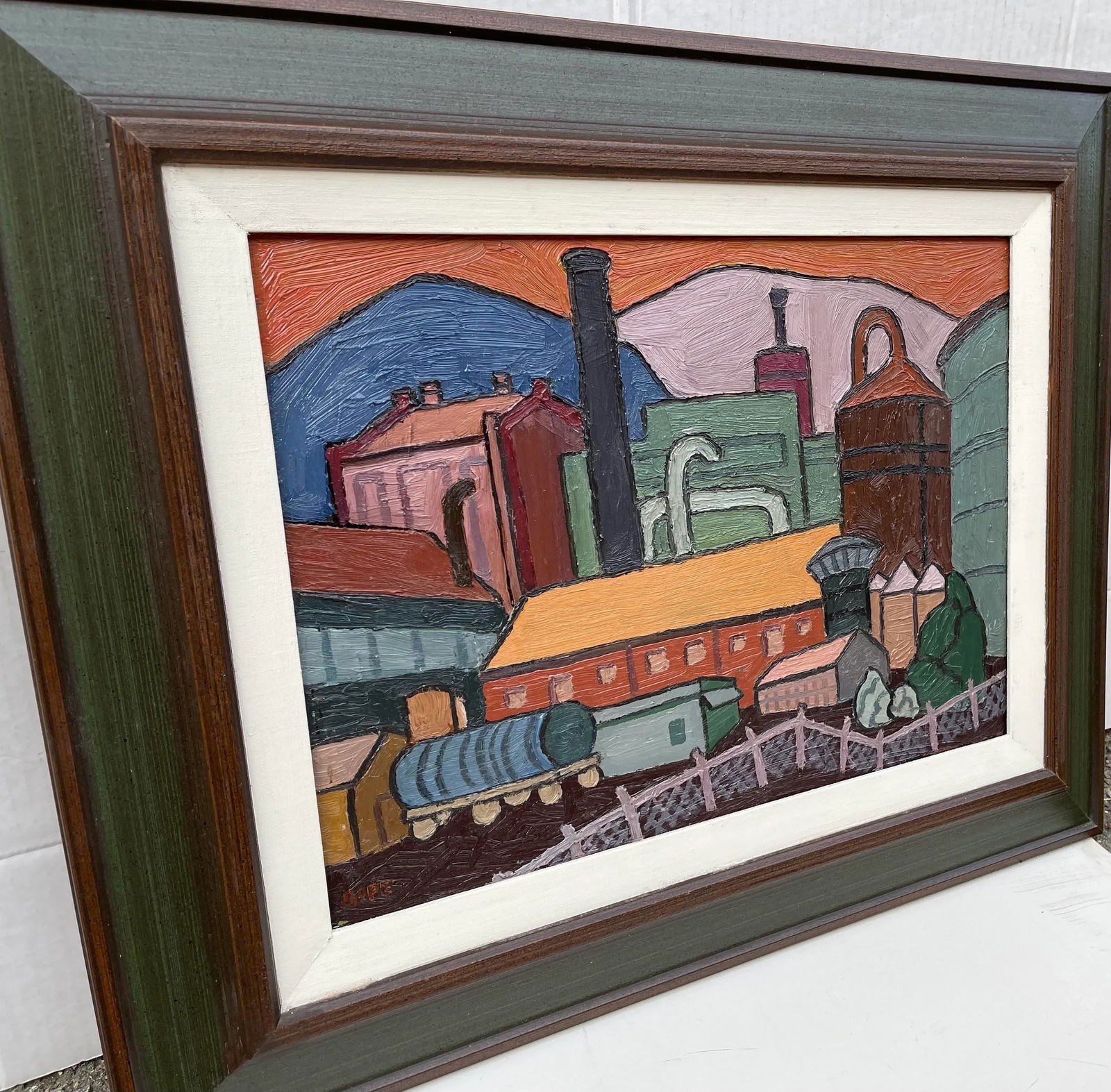 1950s Abstract by Ora Gipe. A Berkeley, California Urban Industrial Scene., Signed Oil Painting. - 2