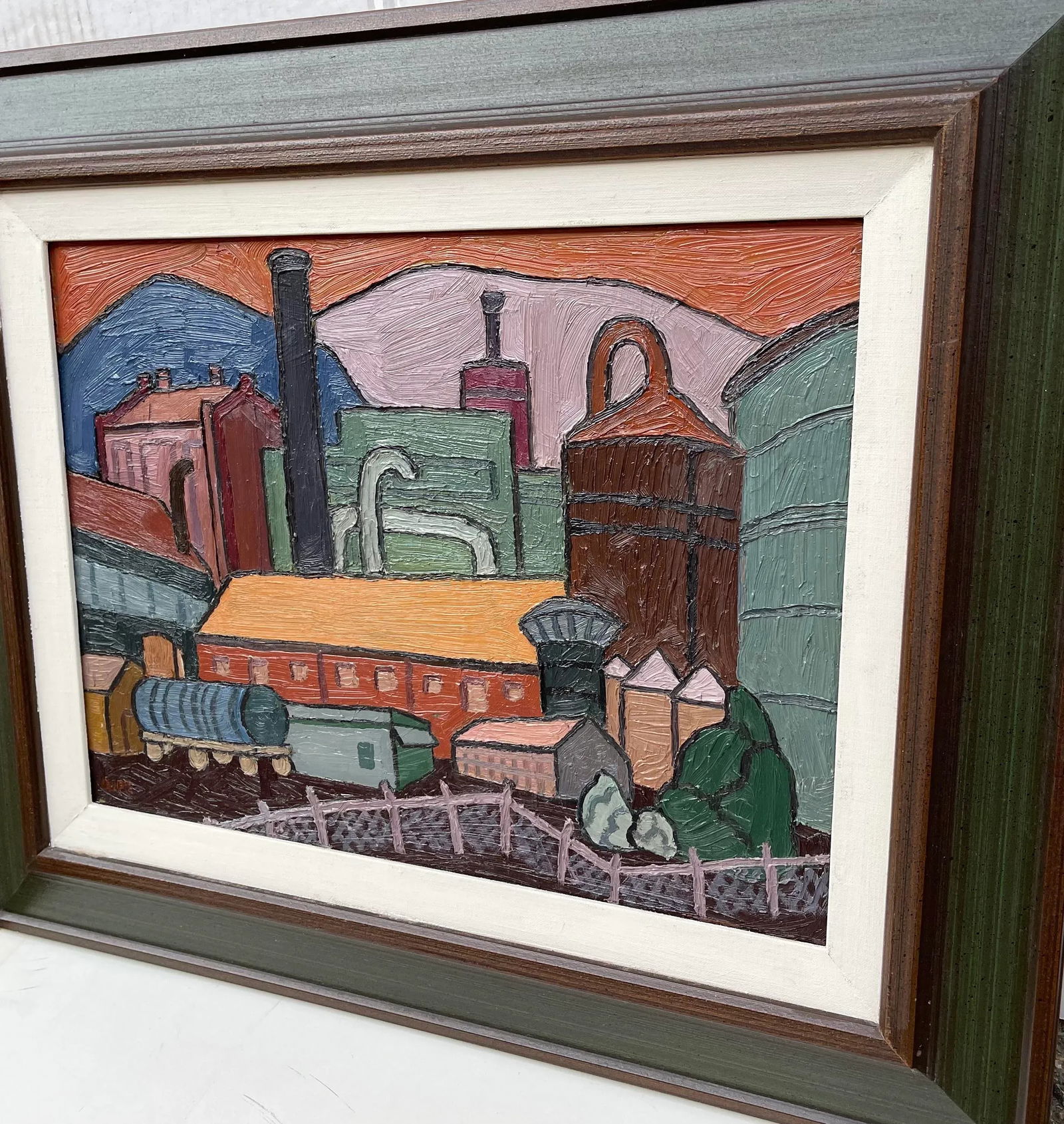 1950s Abstract by Ora Gipe. A Berkeley, California Urban Industrial Scene., Signed Oil Painting. - 4