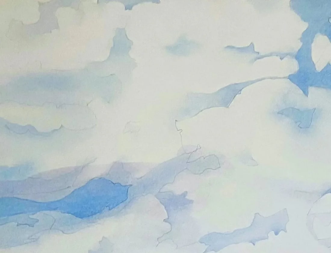 "Upstate Afternoon" Contemporary Abstract Mountain Landscape Watercolor Painting by Deborah Dorsey - 4