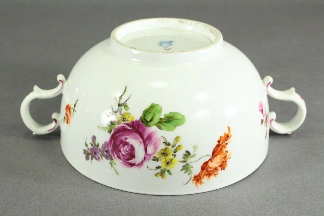 Circa 1756 Vienna Porcelain Ecuelle Bowl & Cover W. Strawberry Knob - 10