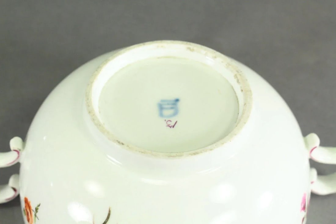 Circa 1756 Vienna Porcelain Ecuelle Bowl & Cover W. Strawberry Knob - 11