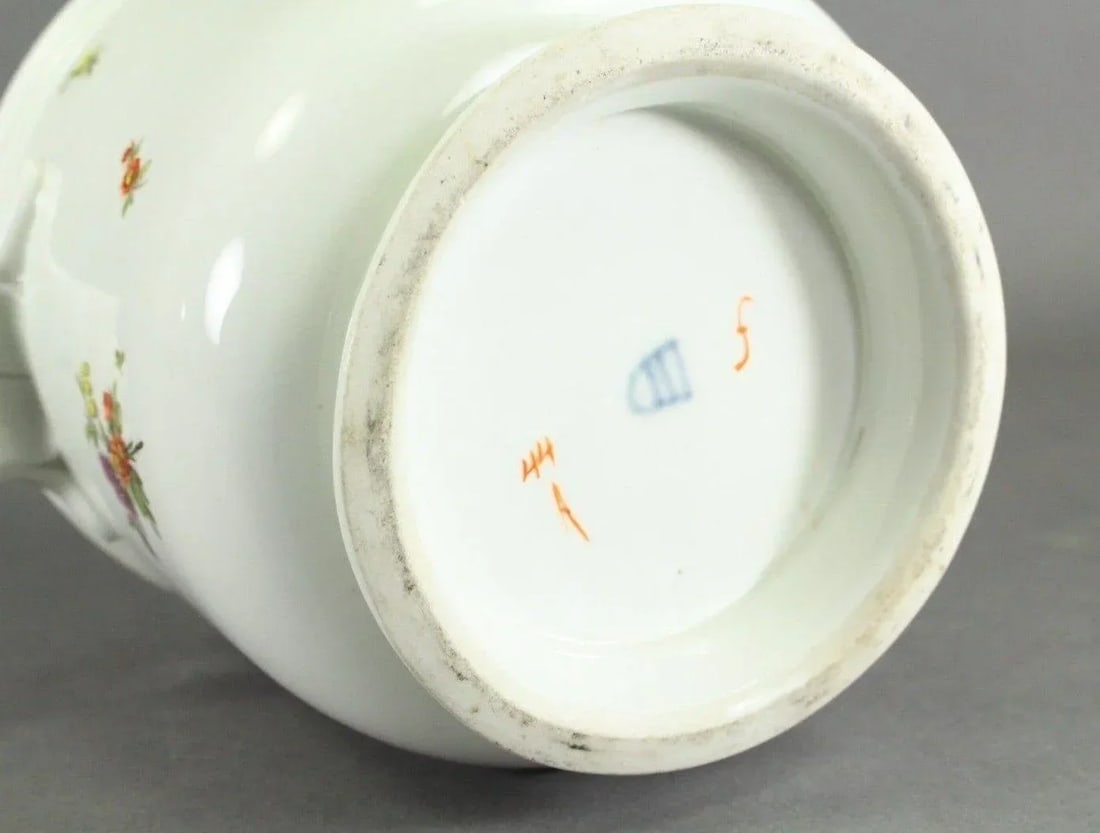 Authentic 1749-1770 Vienna Porcelain Cachepot With Floral Sprays, Beehive Mark - 11
