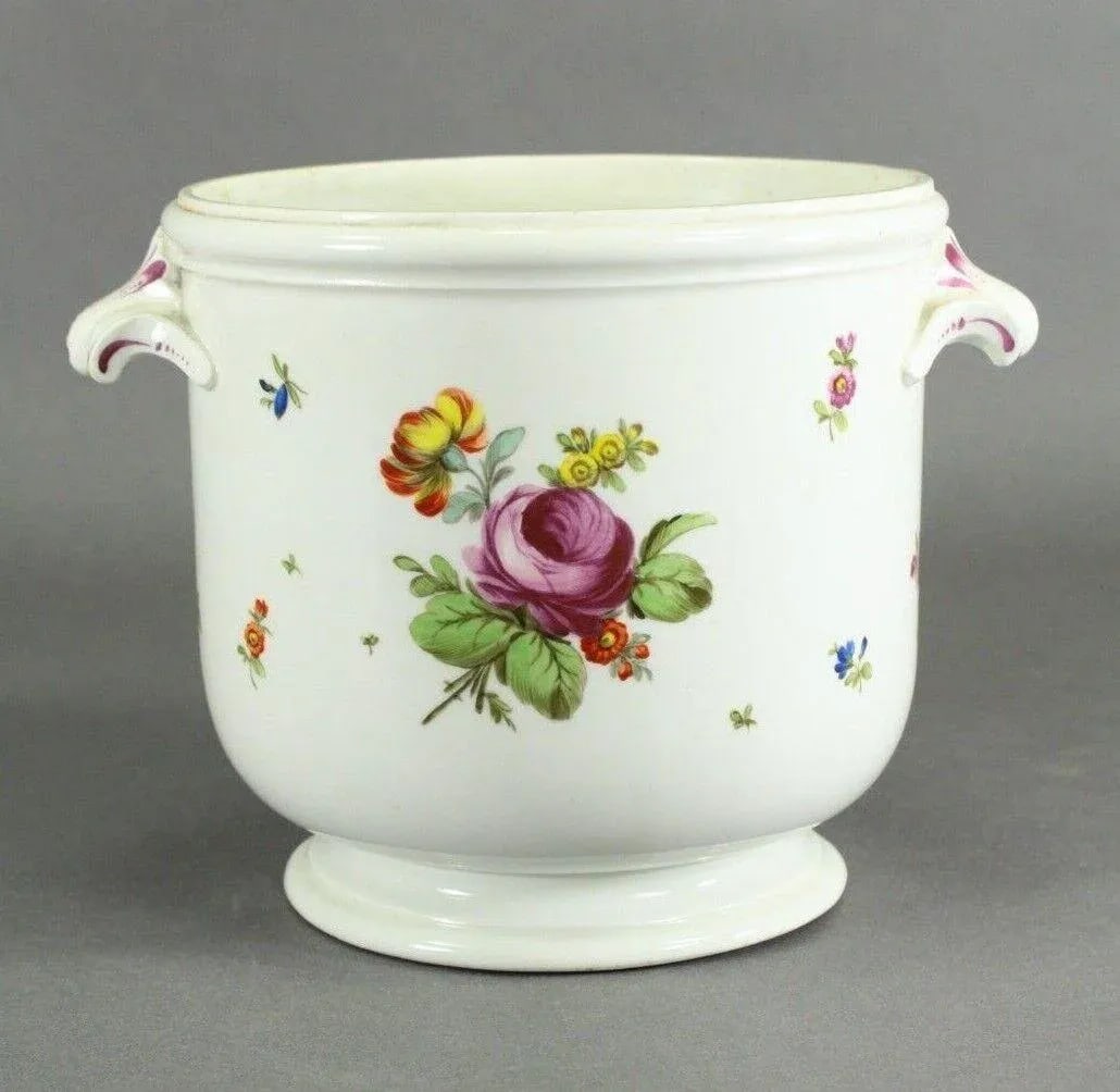 Authentic 1749-1770 Vienna Porcelain Cachepot With Floral Sprays, Beehive Mark - 3