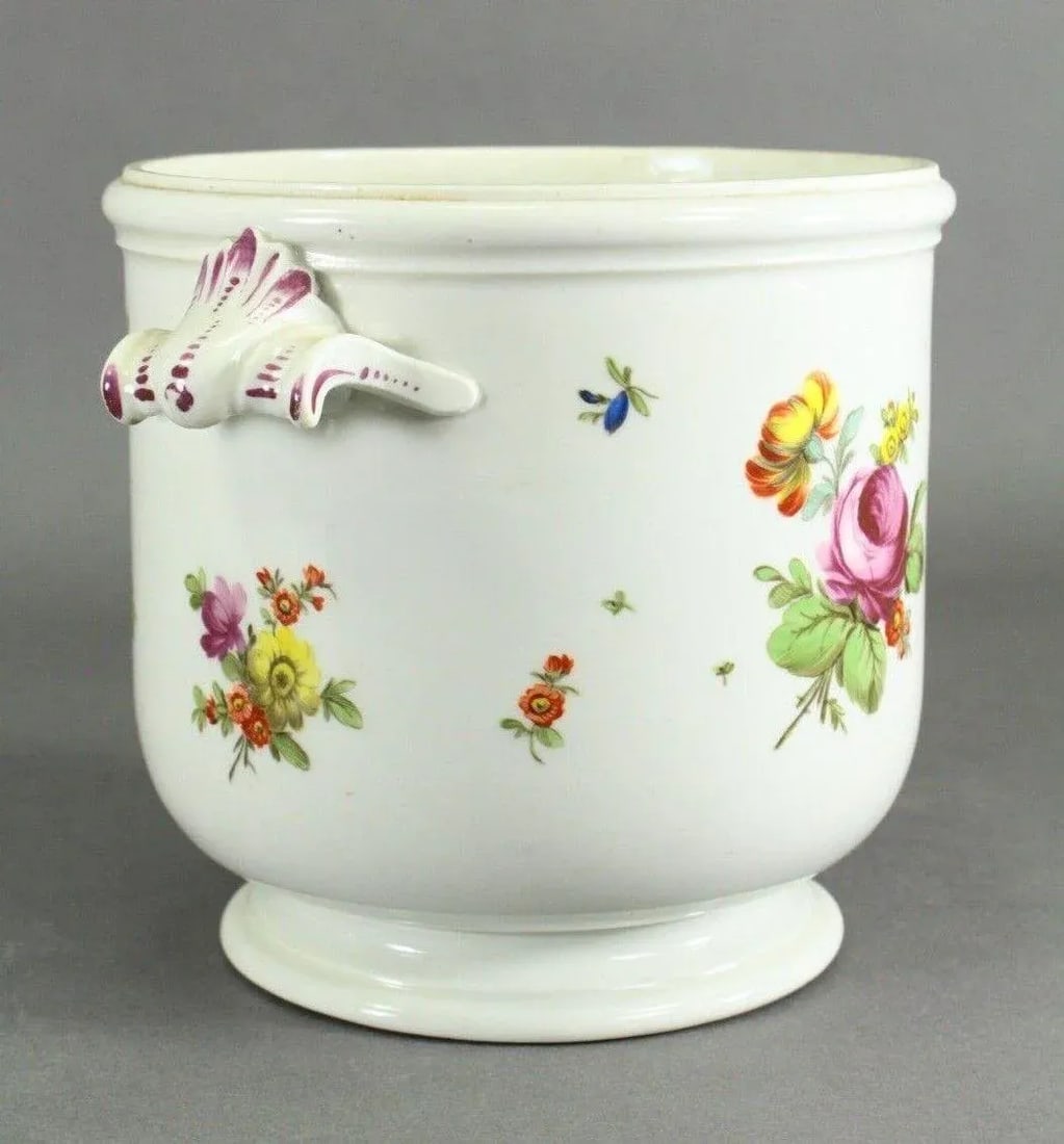 Authentic 1749-1770 Vienna Porcelain Cachepot With Floral Sprays, Beehive Mark - 4