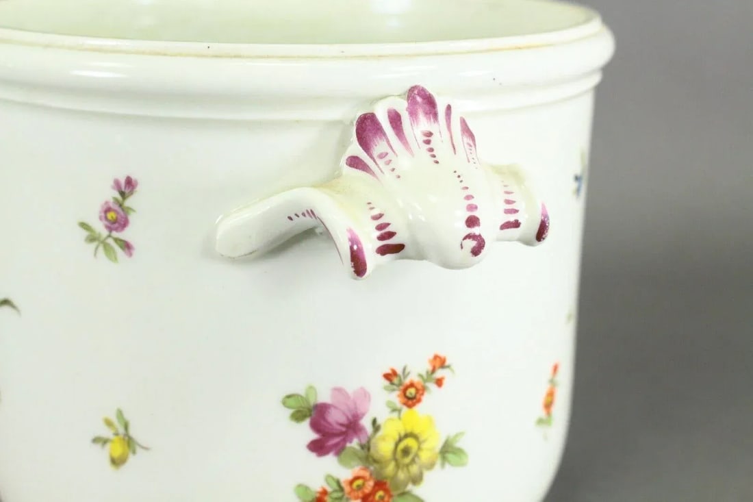 Authentic 1749-1770 Vienna Porcelain Cachepot With Floral Sprays, Beehive Mark - 7