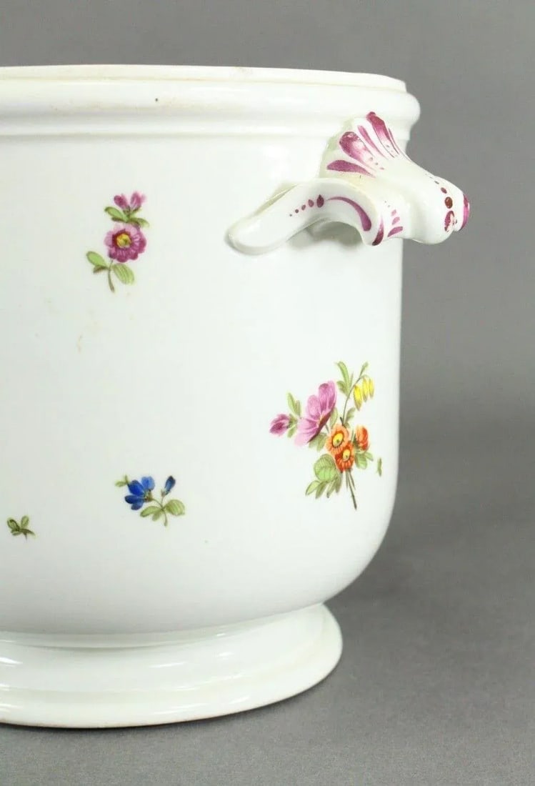Authentic 1749-1770 Vienna Porcelain Cachepot With Floral Sprays, Beehive Mark - 8