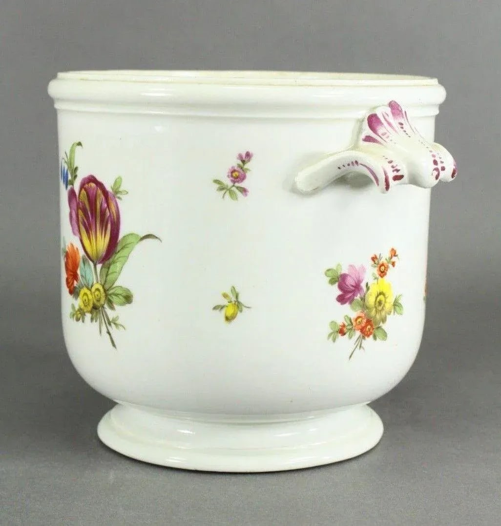 Authentic 1749-1770 Vienna Porcelain Cachepot With Floral Sprays, Beehive Mark - 9