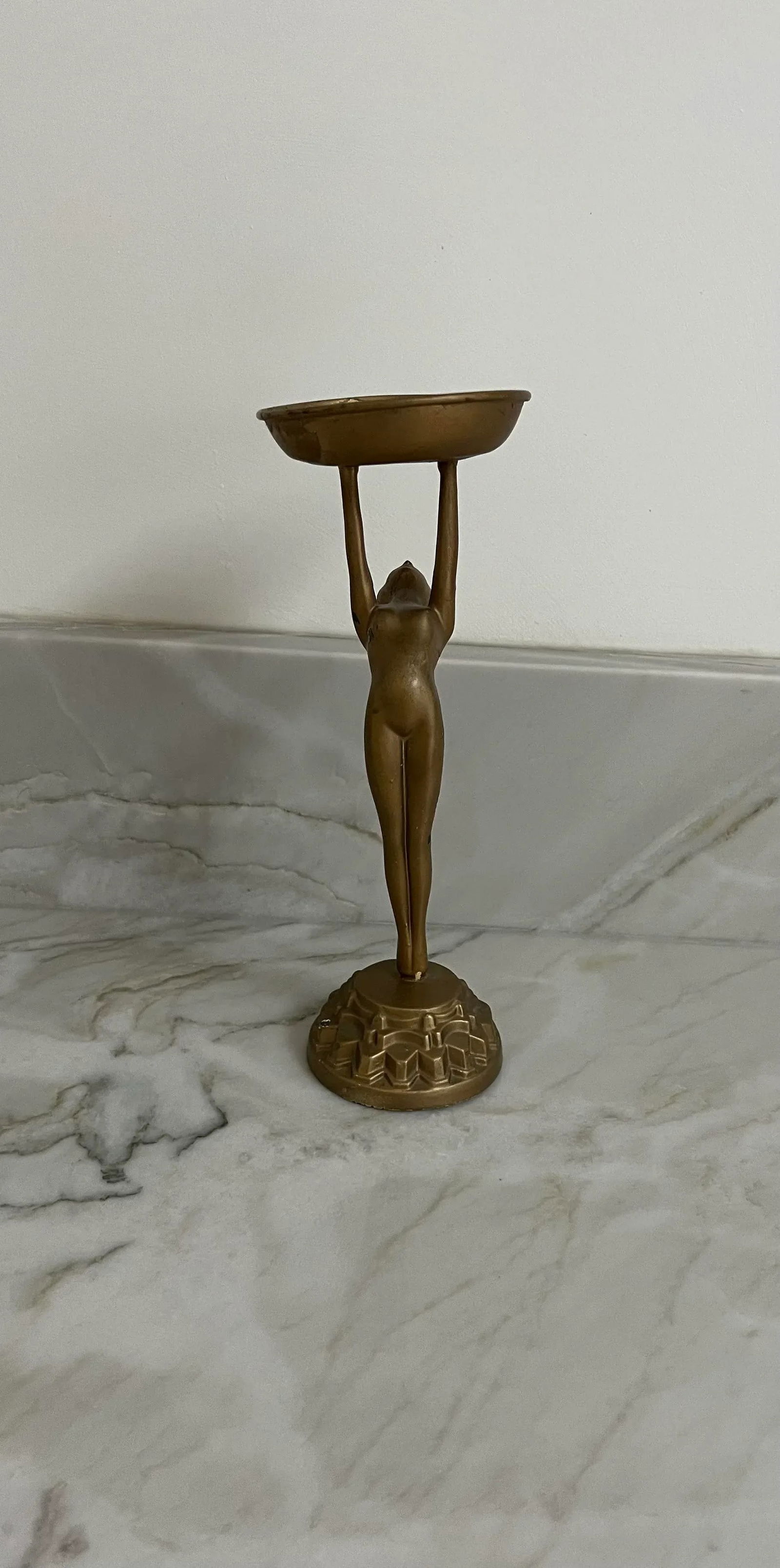 1920's Art Deco Frankart Style Nude Woman Smoking Standing Ashtray - 2