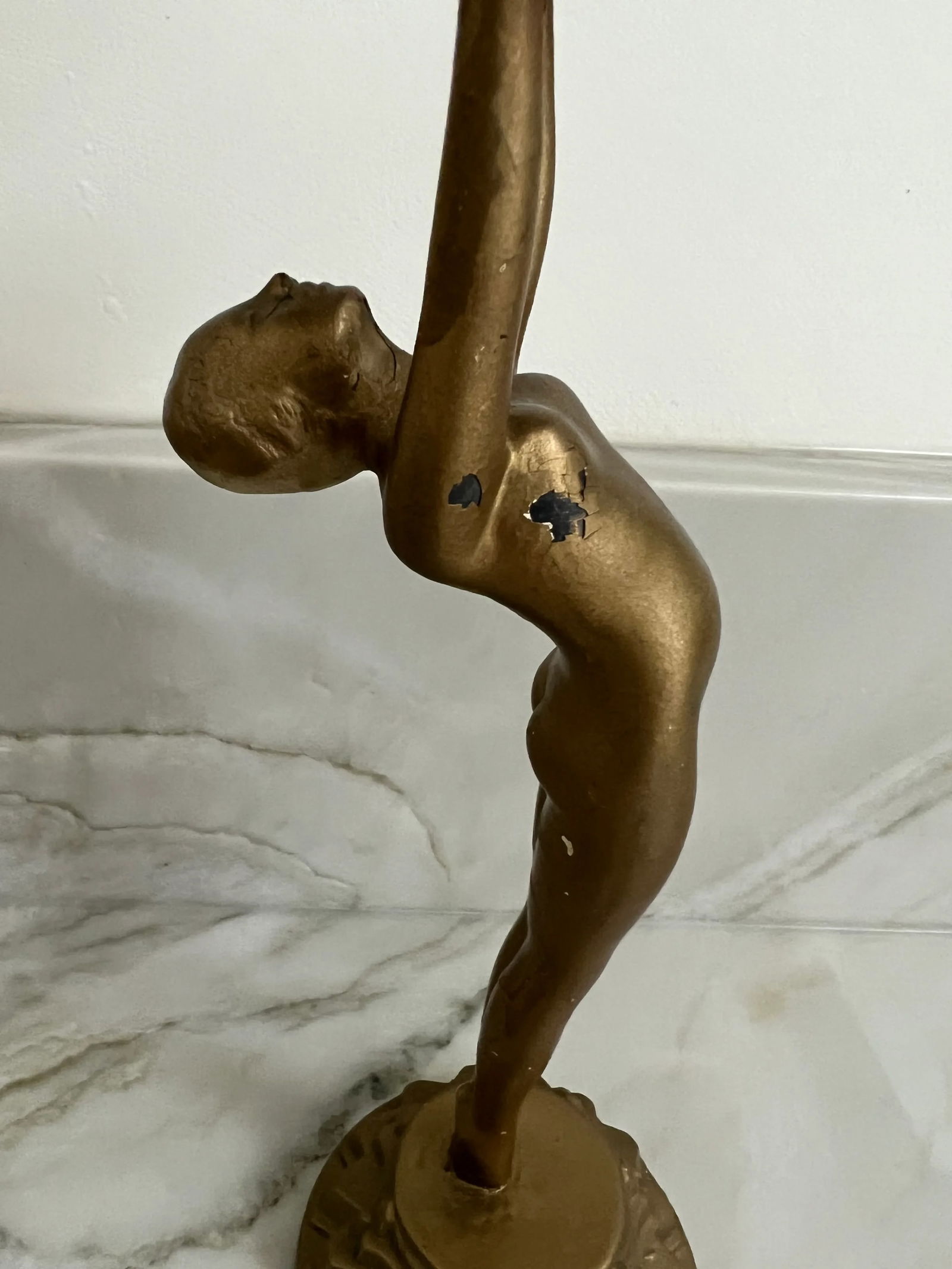 1920's Art Deco Frankart Style Nude Woman Smoking Standing Ashtray - 4