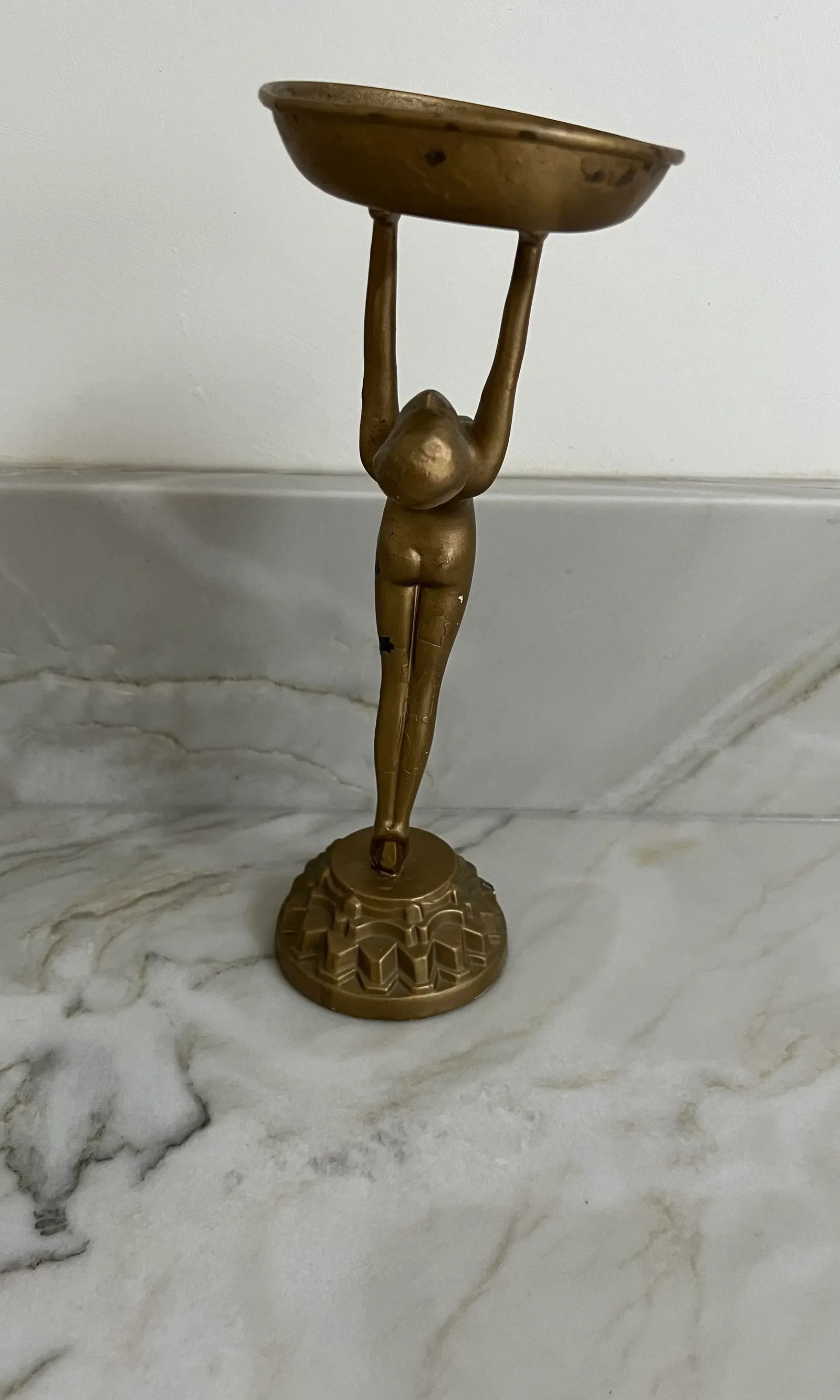 1920's Art Deco Frankart Style Nude Woman Smoking Standing Ashtray - 5
