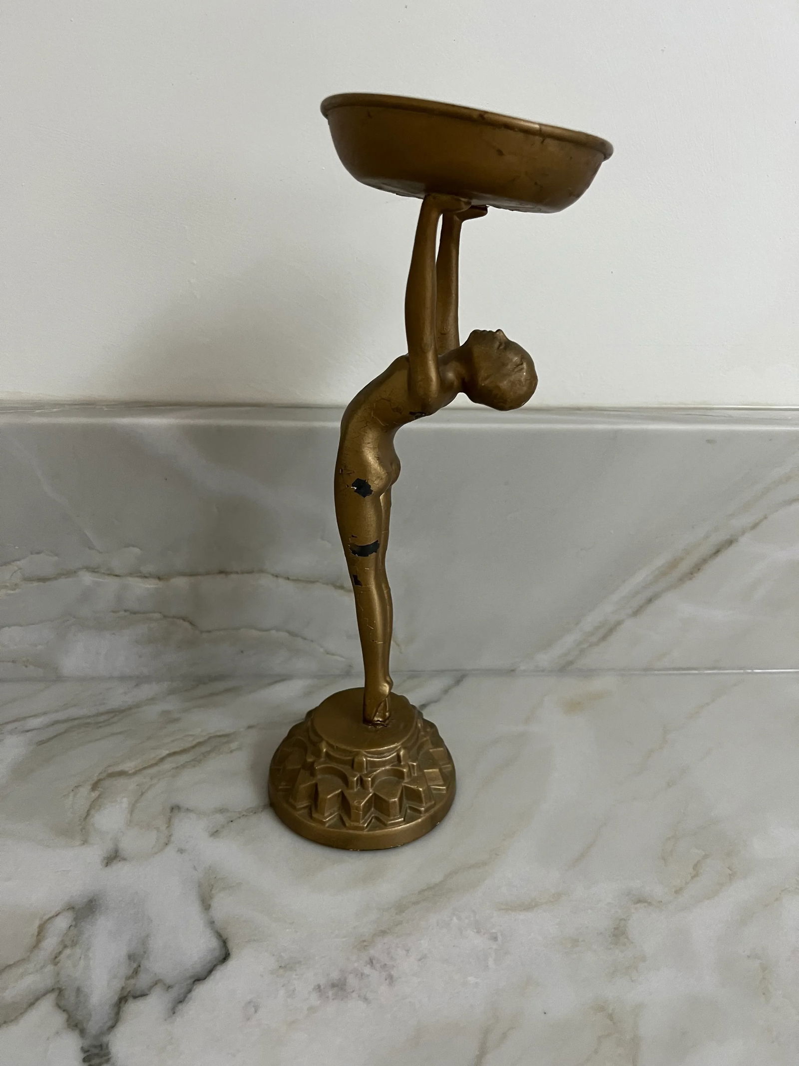 1920's Art Deco Frankart Style Nude Woman Smoking Standing Ashtray - 6