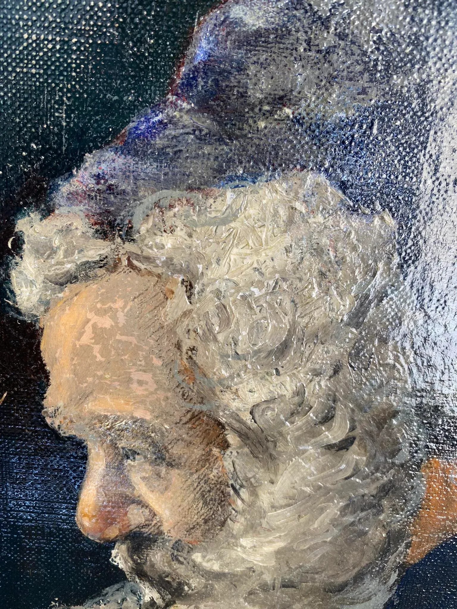 Early 20th Century Framed Old Man Profile Portrait Oil Painting - 3