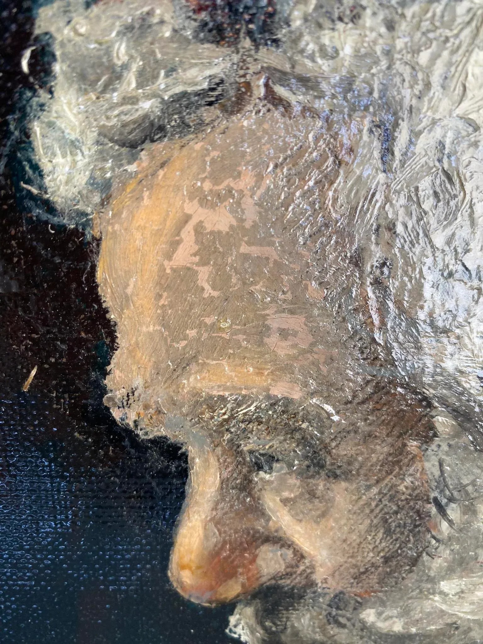 Early 20th Century Framed Old Man Profile Portrait Oil Painting - 4