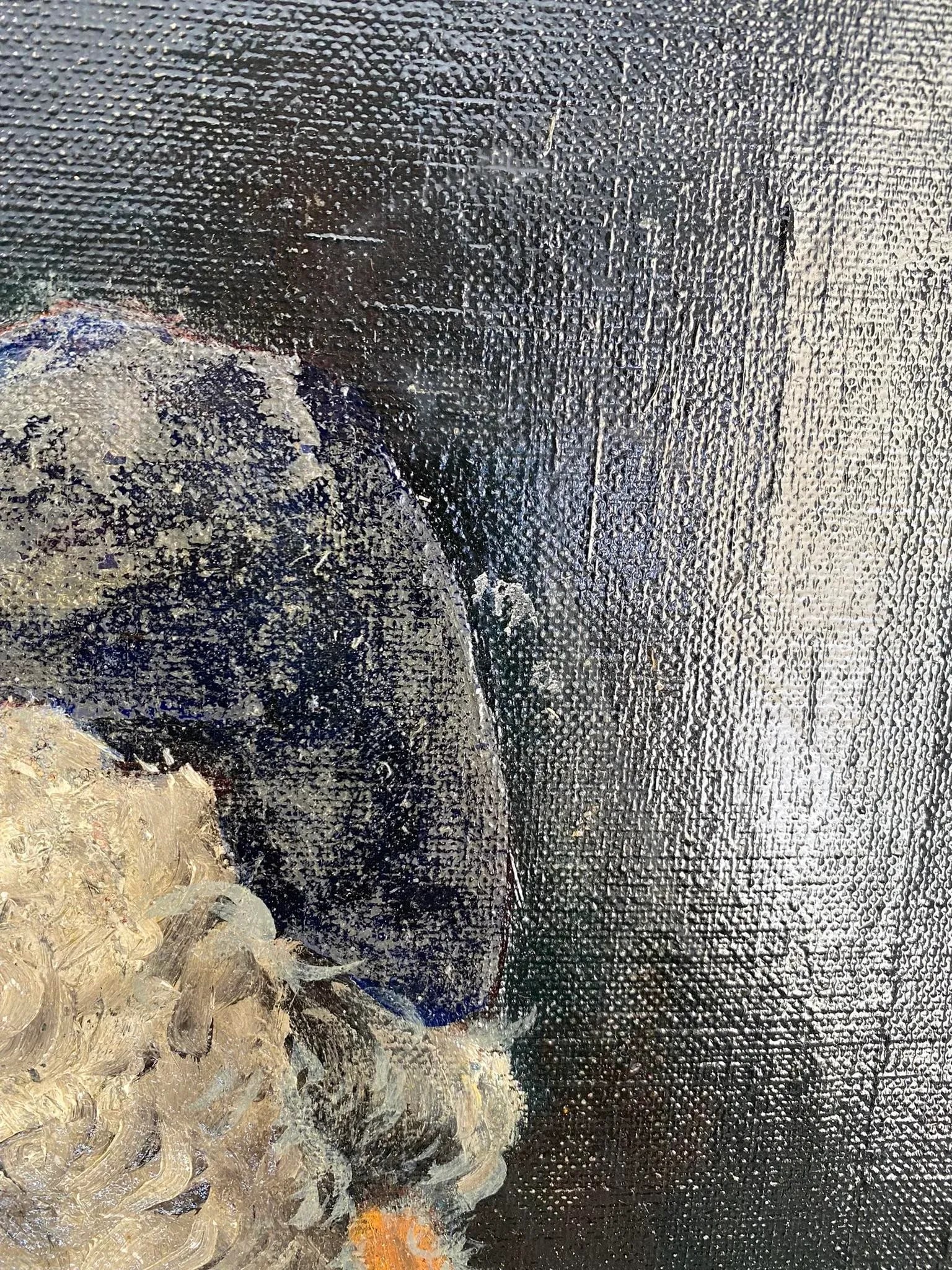 Early 20th Century Framed Old Man Profile Portrait Oil Painting - 5