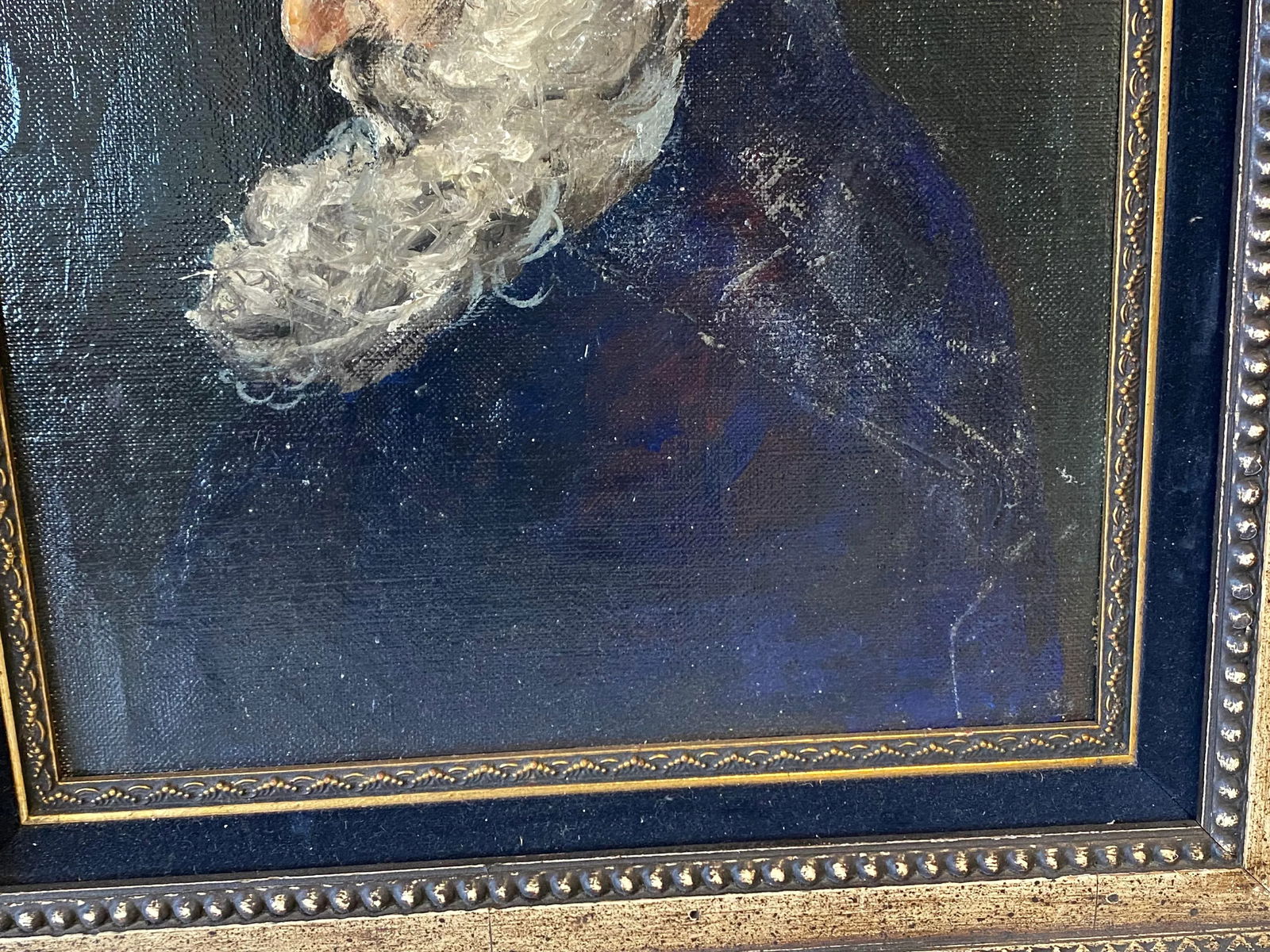 Early 20th Century Framed Old Man Profile Portrait Oil Painting - 7