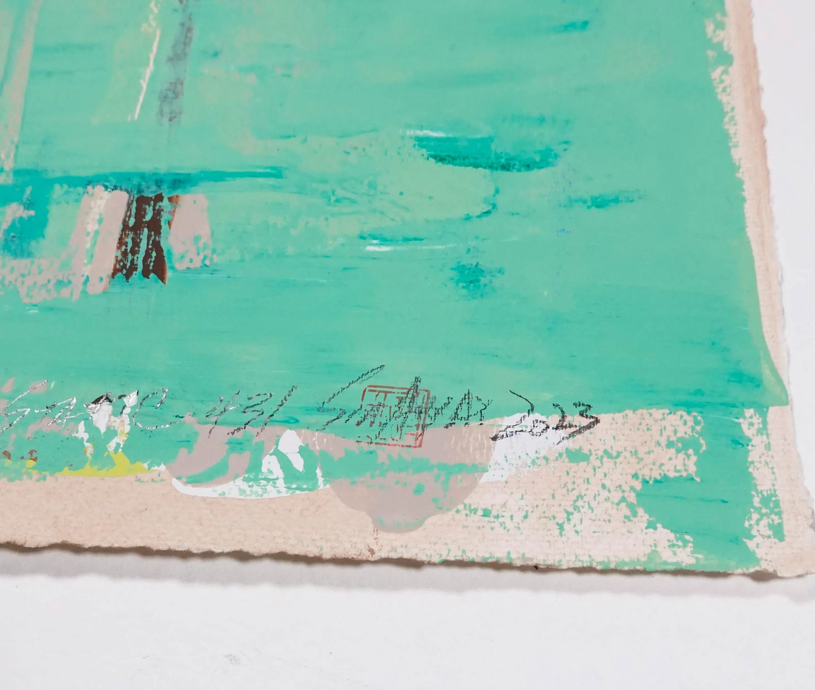 Static 431 Framed Abstract Green Mixed-Media Painting - 2