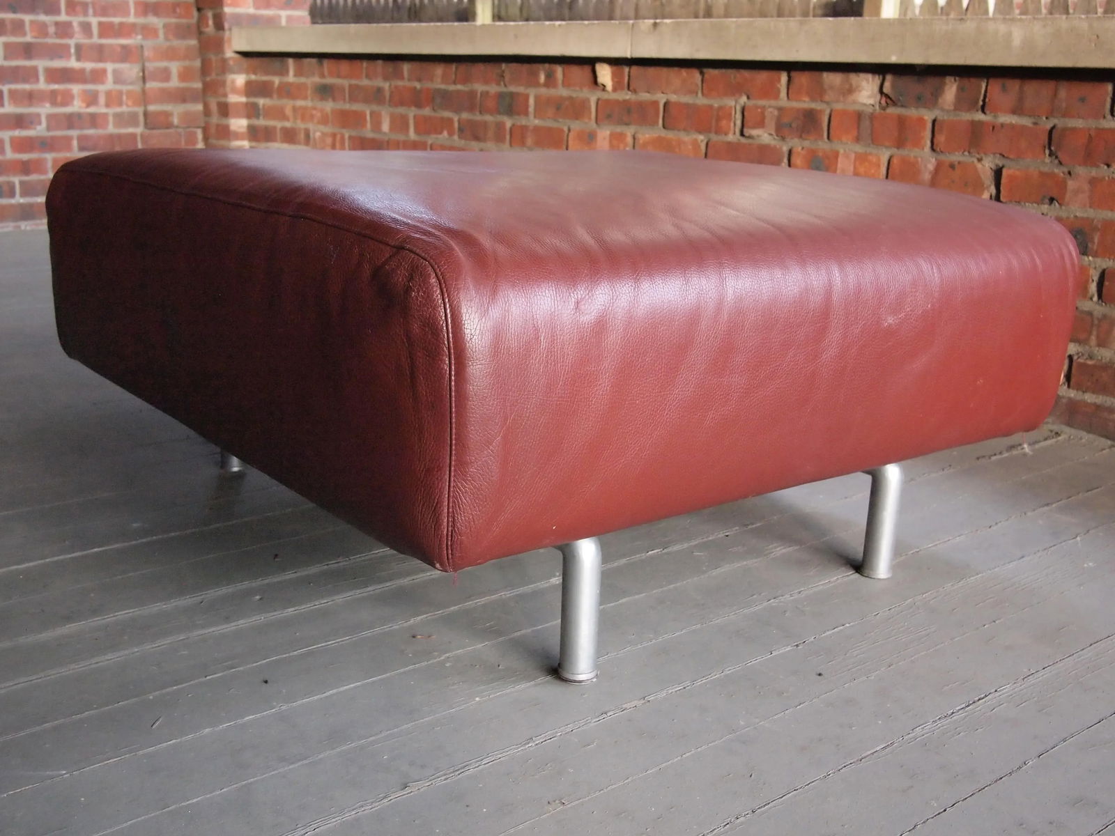 1990s Cassina Piero Lissoni Met Ottoman in Red-Brown Leather #2 - 2
