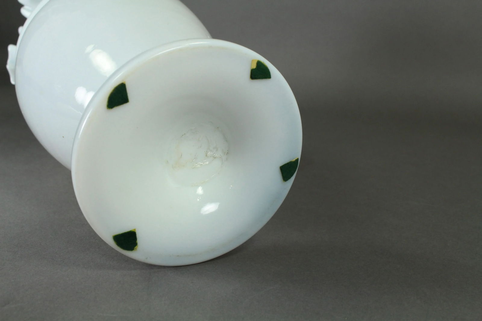 Victorian 19th/20th Century Bristol Glass Vase Opaque White With Ruffled Top - 12