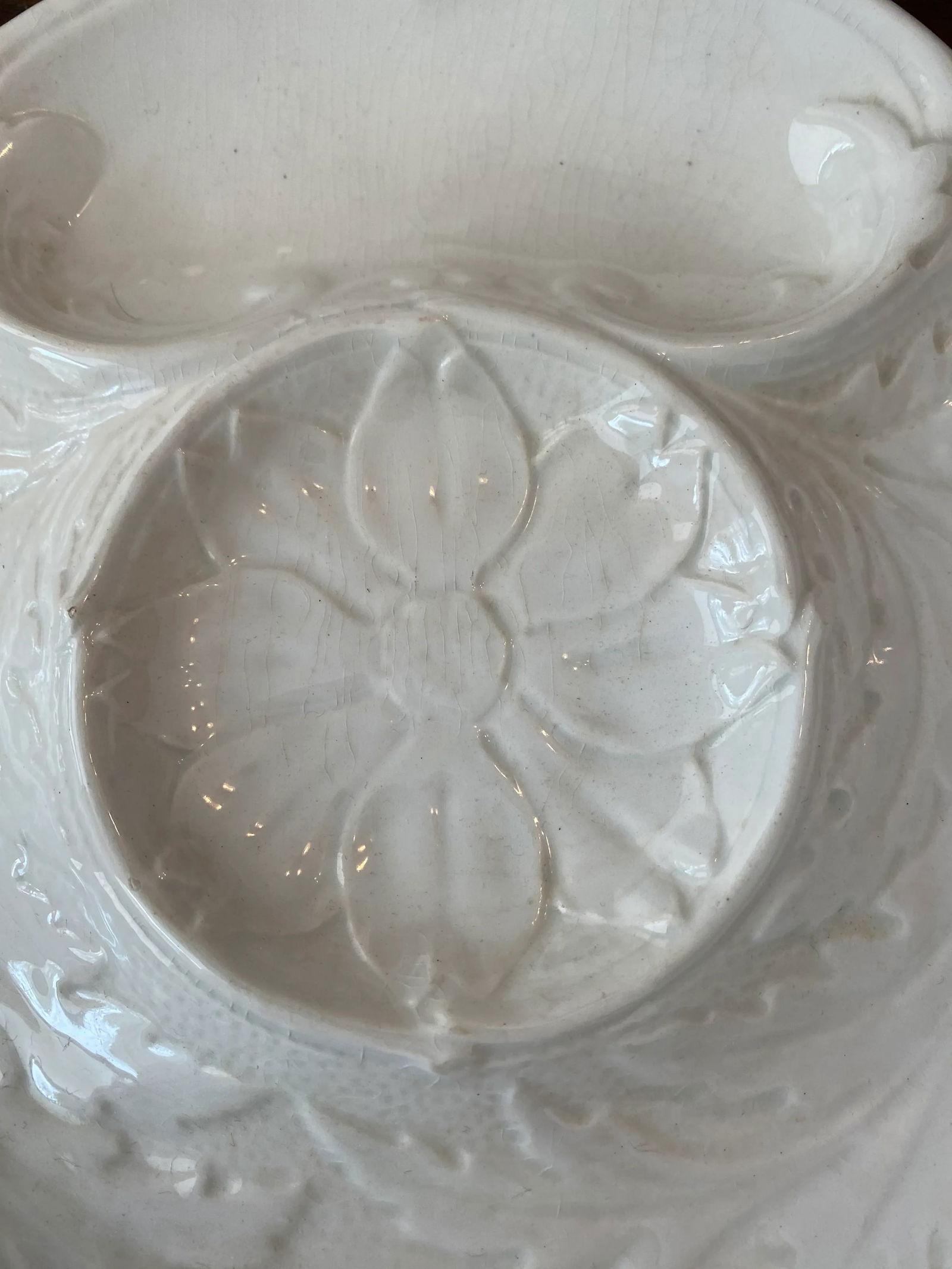 Antique Gien France White Artichoke Plate - 2