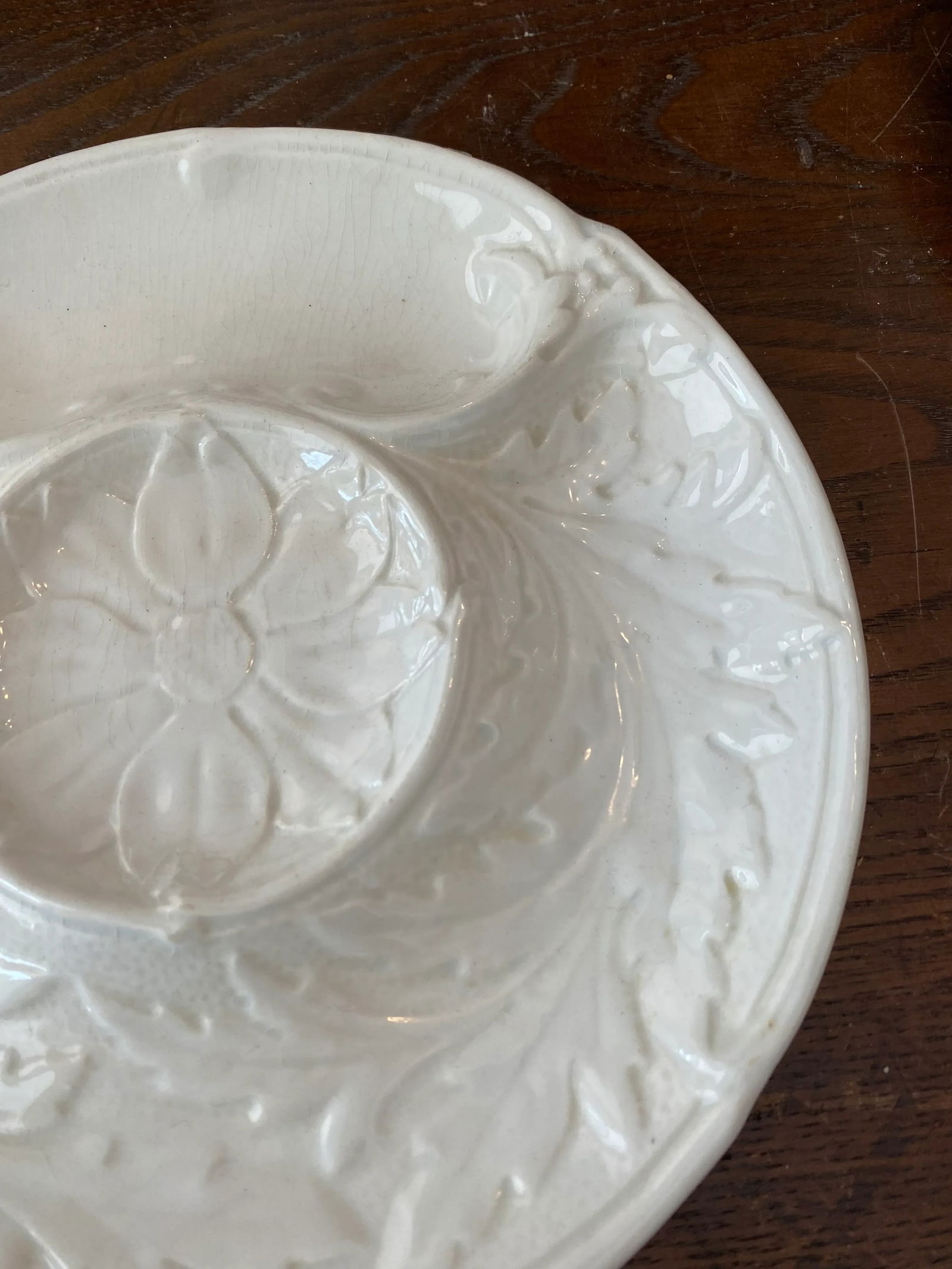 Antique Gien France White Artichoke Plate - 3
